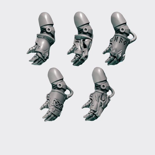 Puños Primal Hounds A — bits de conversión sci-fi grimdark de Greytide Studio, resina 32mm sin pintar