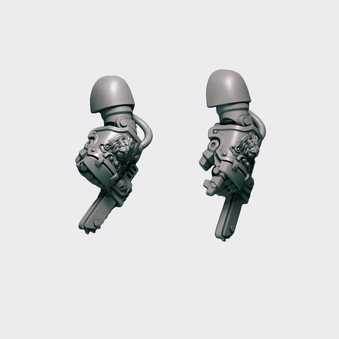 Puños sierra Terminator Eternal Pilgrims — bits de conversión sci-fi grimdark de Greytide Studio, resina 32mm sin pintar