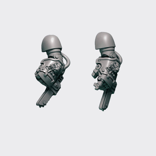 Puños sierra Terminator Eternal Pilgrims — bits de conversión sci-fi grimdark de Greytide Studio, resina 32mm sin pintar