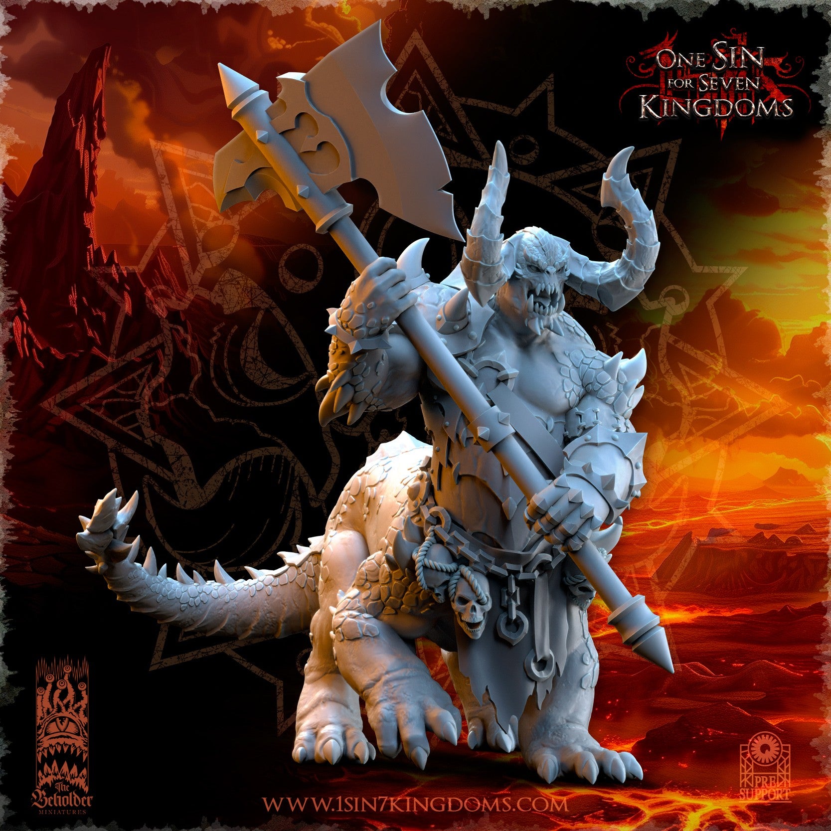 Miniatura Gardianes del Dragón Reinos del Caos resina 32mm sin pintar - Drakholm