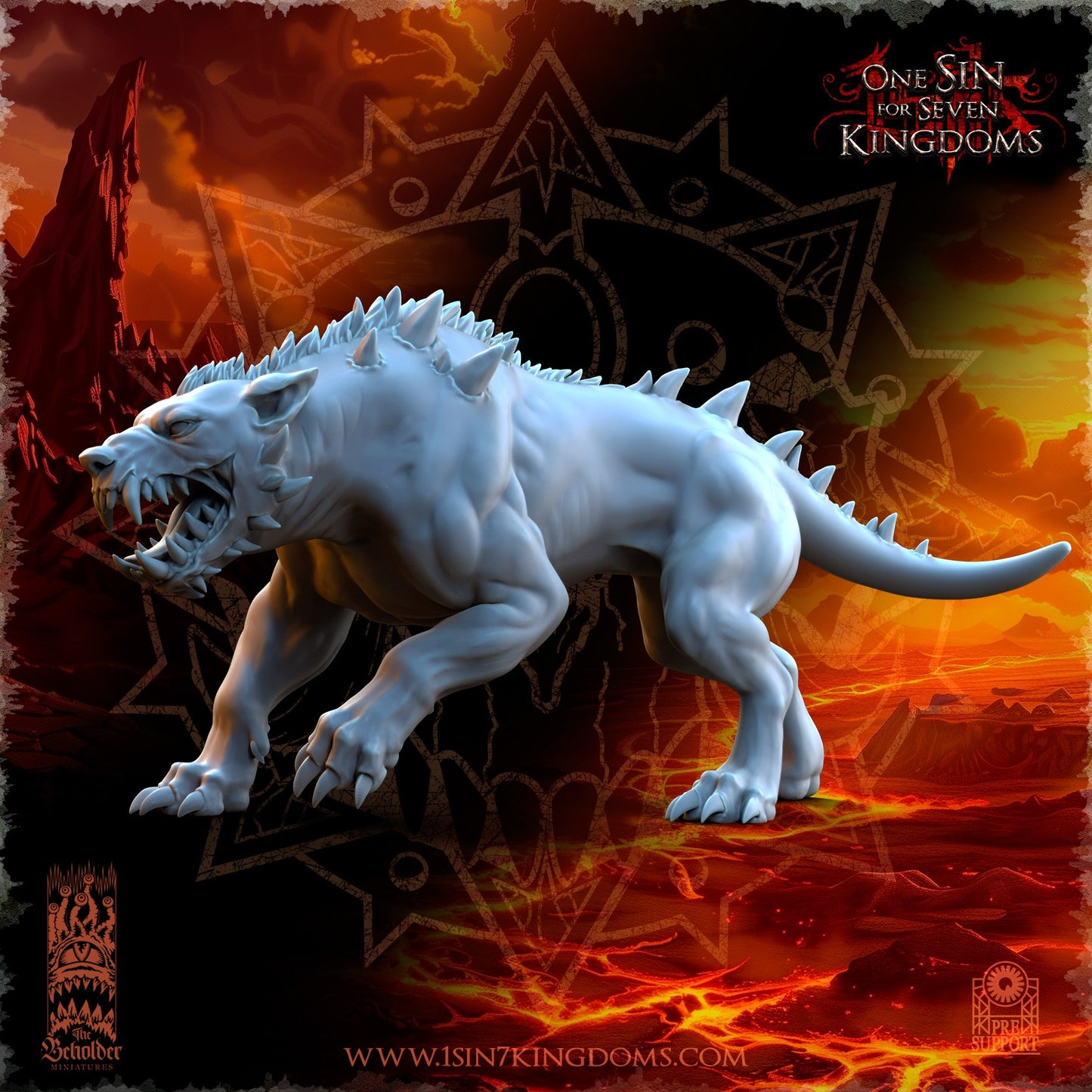 Miniatura Perros del Infierno Reinos del Caos resina 32mm sin pintar - Drakholm