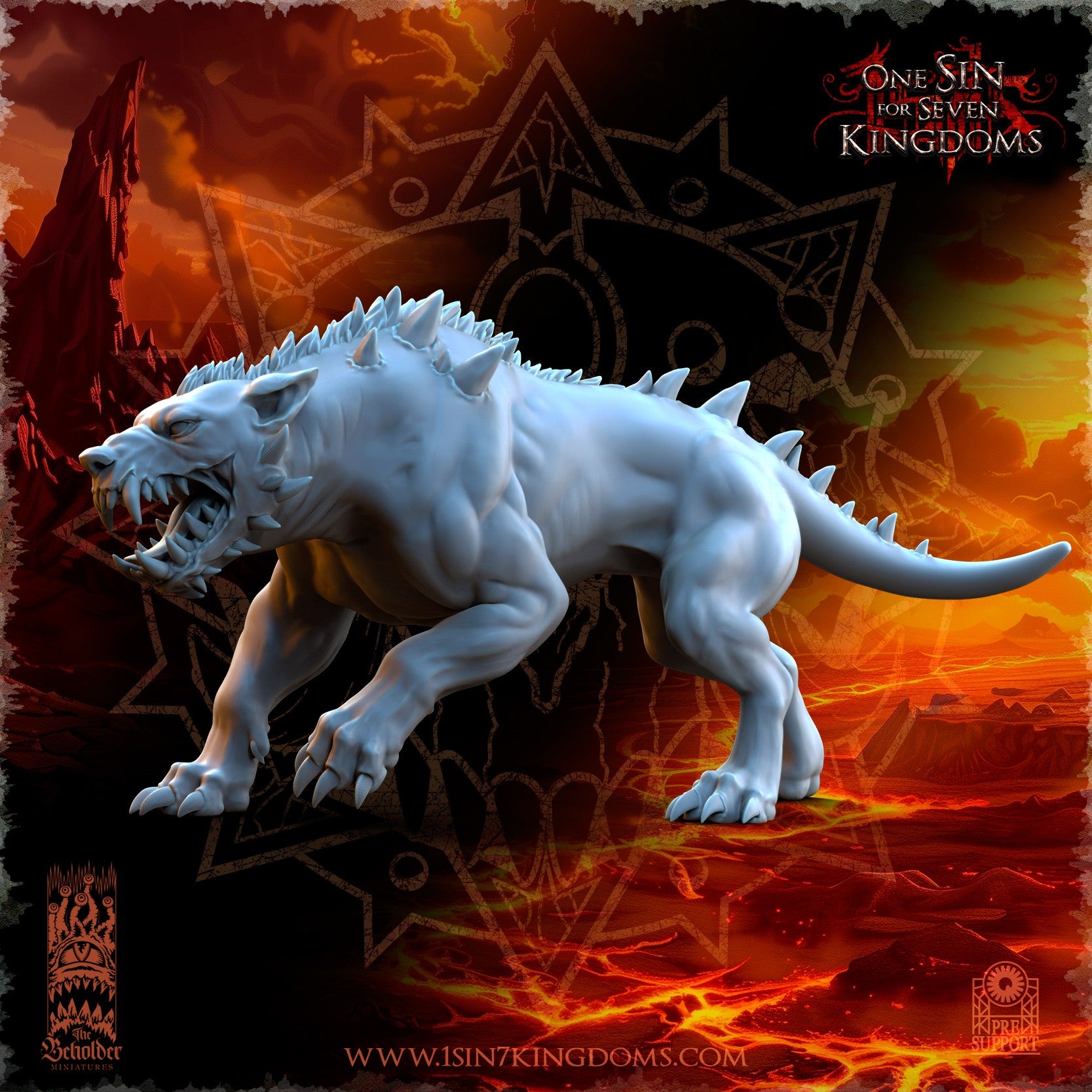 Miniatura Perros del Infierno Reinos del Caos resina 32mm sin pintar - Drakholm