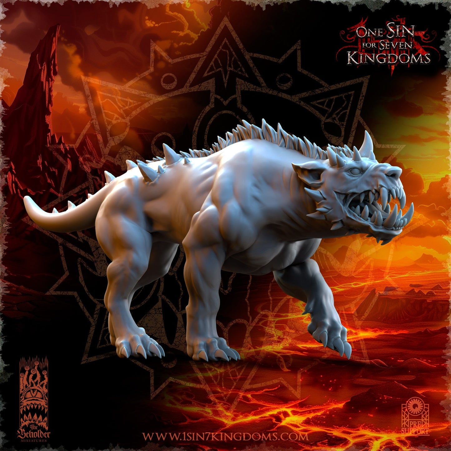 Miniatura Perros del Infierno Reinos del Caos resina 32mm sin pintar - Drakholm