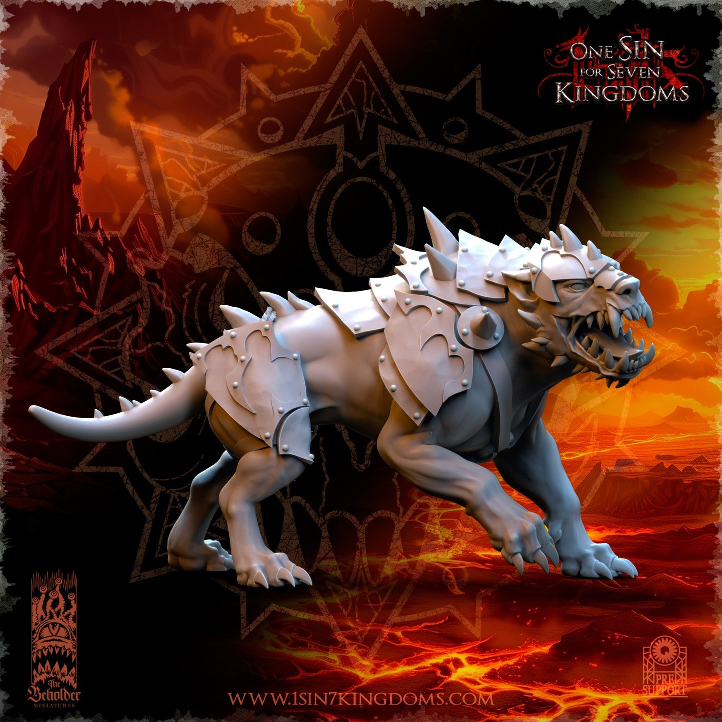 Miniatura Perros del Infierno Reinos del Caos resina 32mm sin pintar - Drakholm