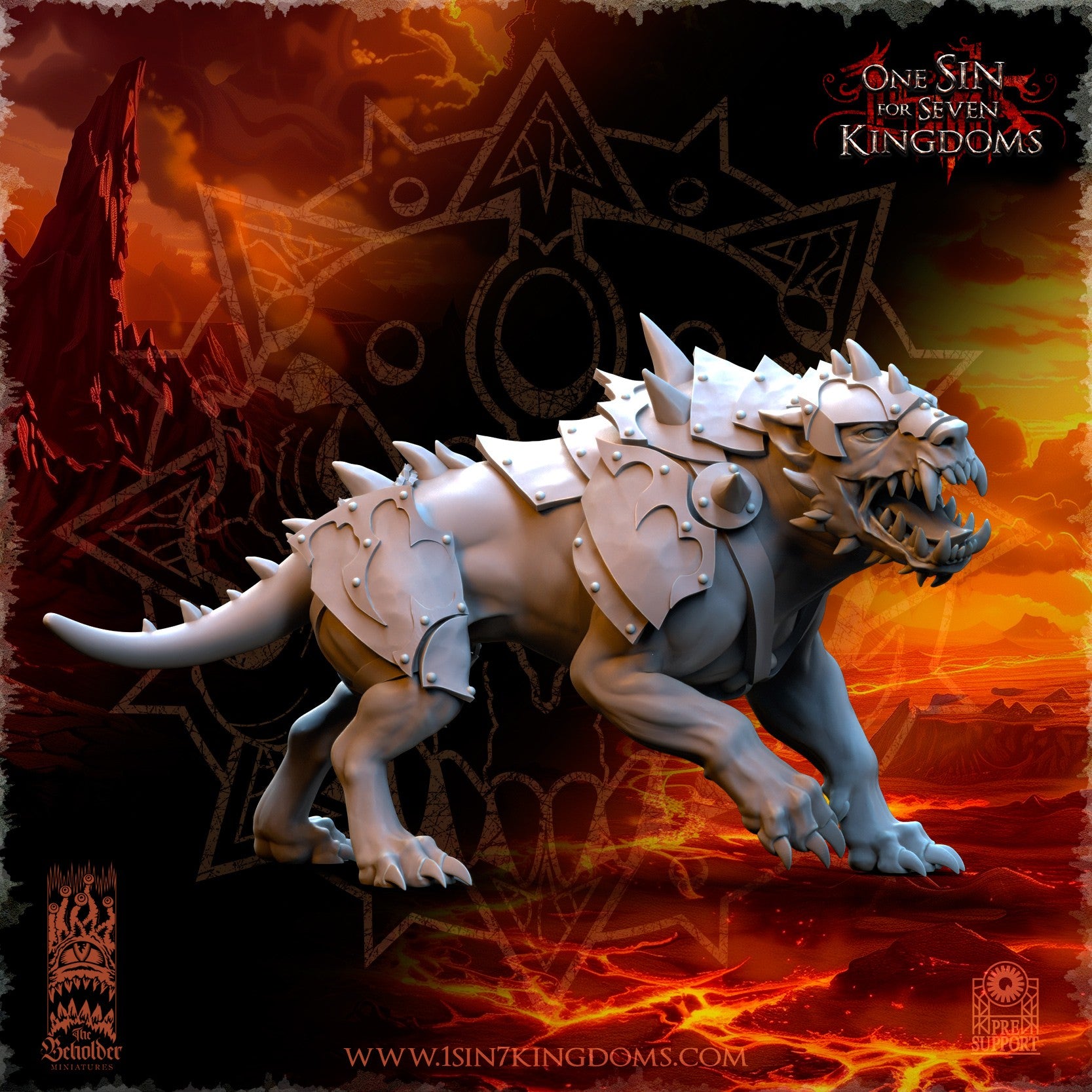 Miniatura Perros del Infierno Reinos del Caos resina 32mm sin pintar - Drakholm