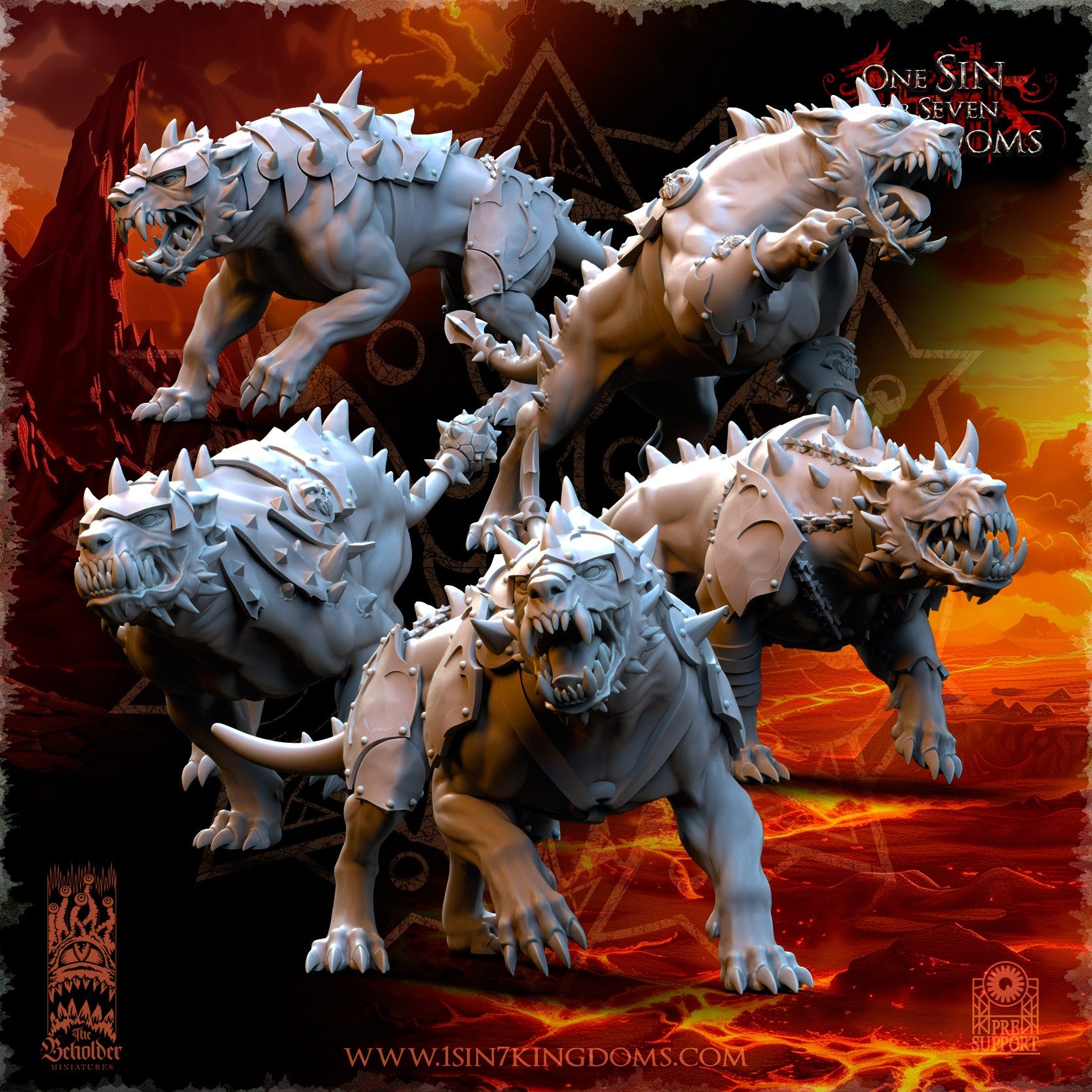 Miniatura Perros del Infierno Reinos del Caos resina 32mm sin pintar - Drakholm