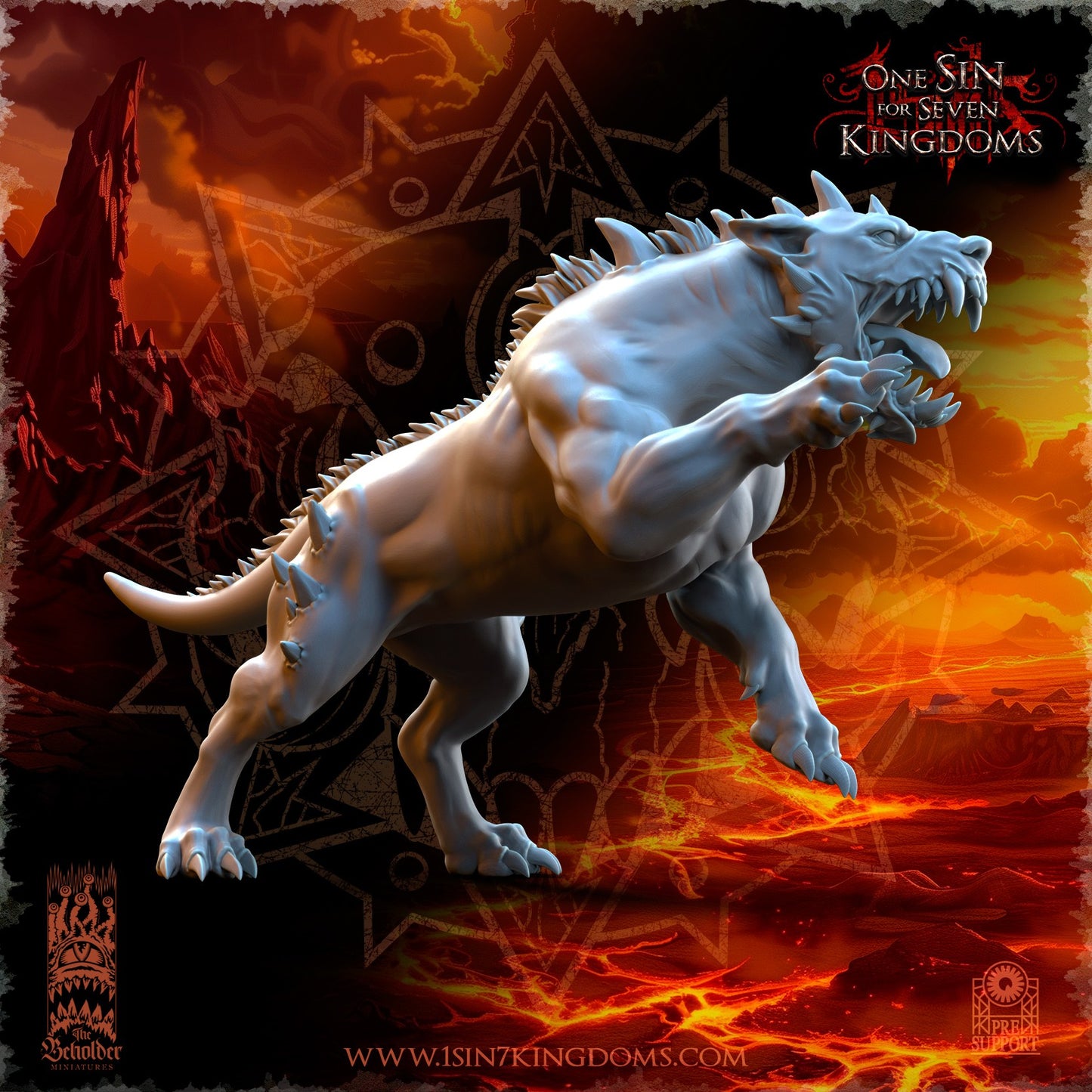 Miniatura Perros del Infierno Reinos del Caos resina 32mm sin pintar - Drakholm