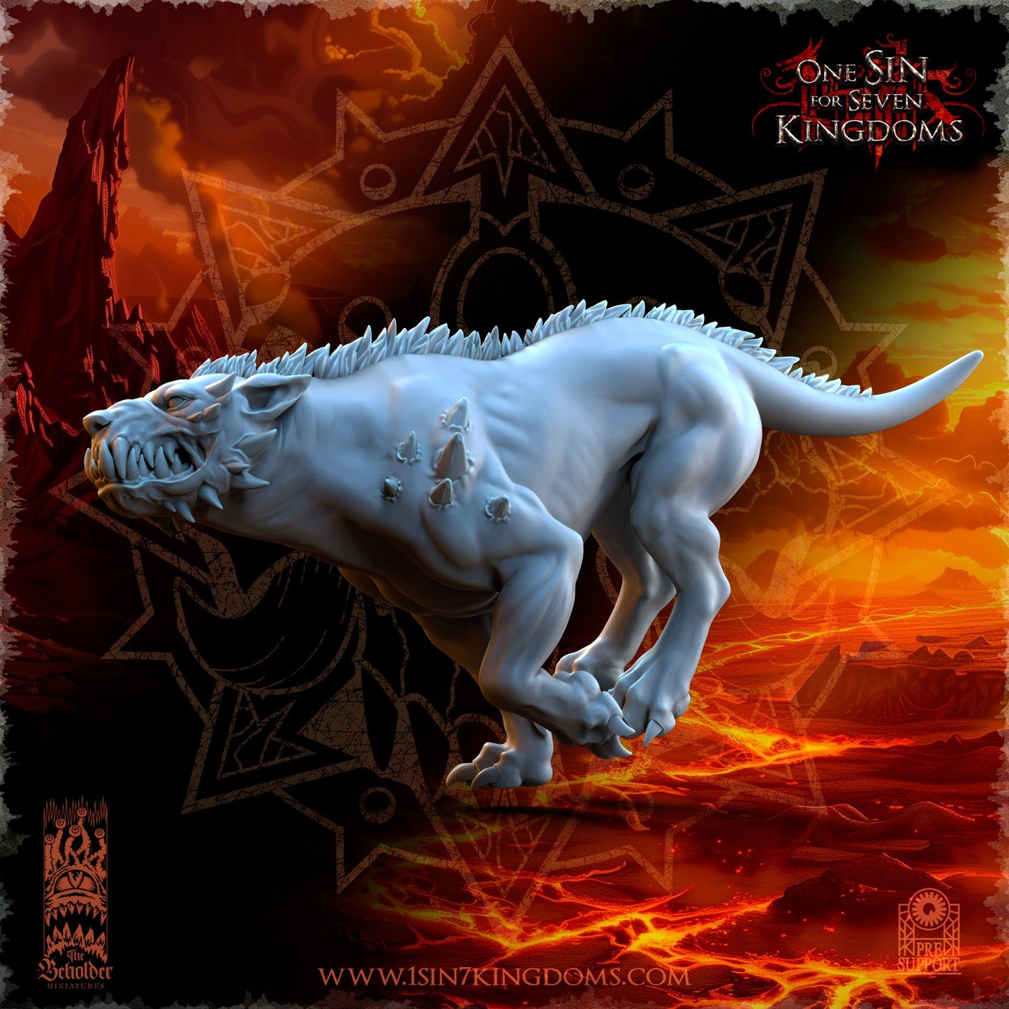 Miniatura Perros del Infierno Reinos del Caos resina 32mm sin pintar - Drakholm