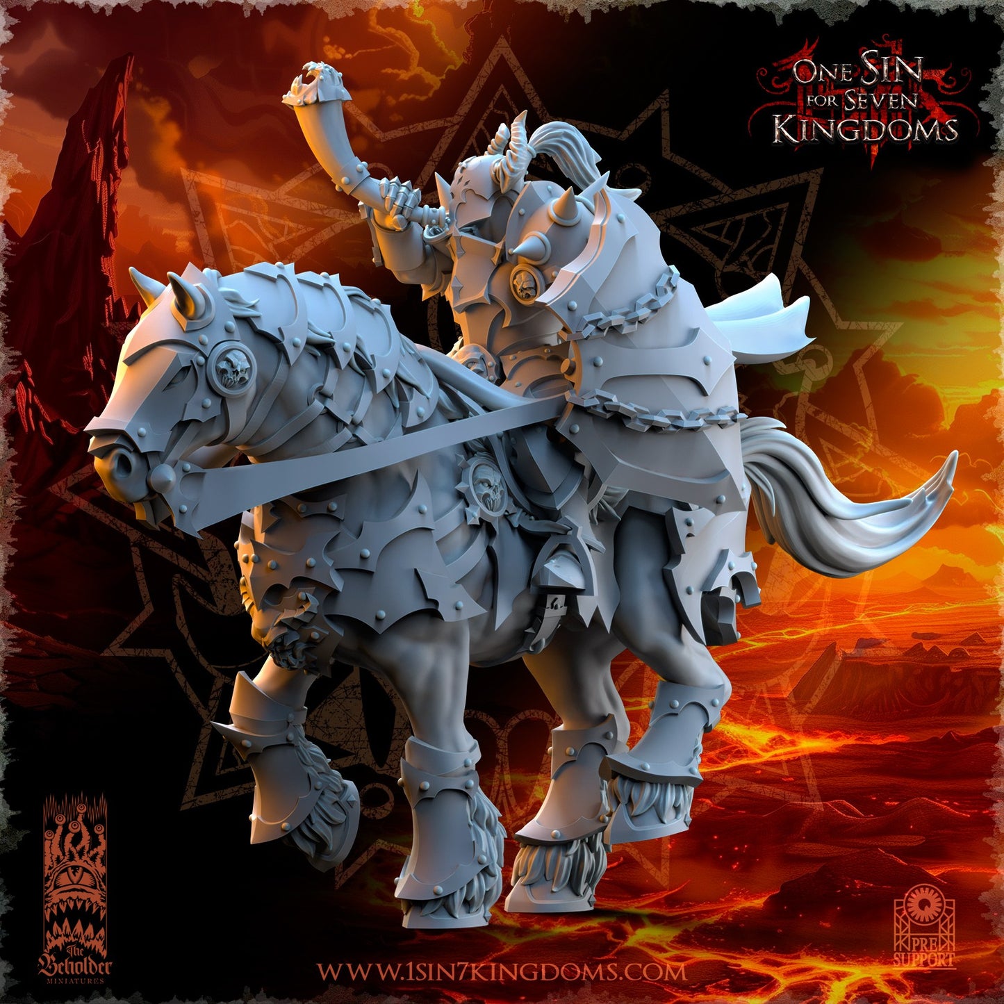 Miniatura Mando de Caballería Reinos del Caos resina 32mm sin pintar - Drakholm