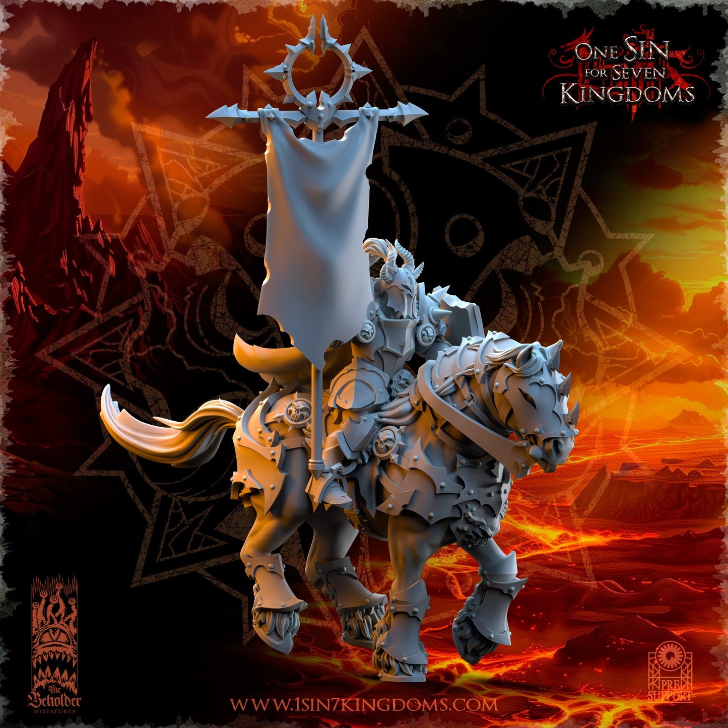 Miniatura Mando de Caballería Reinos del Caos resina 32mm sin pintar - Drakholm