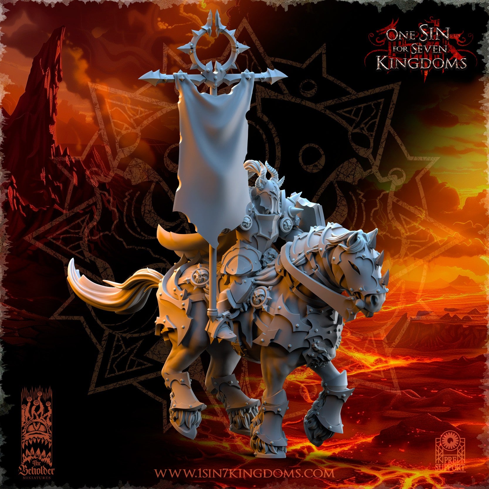 Miniatura Mando de Caballería Reinos del Caos resina 32mm sin pintar - Drakholm