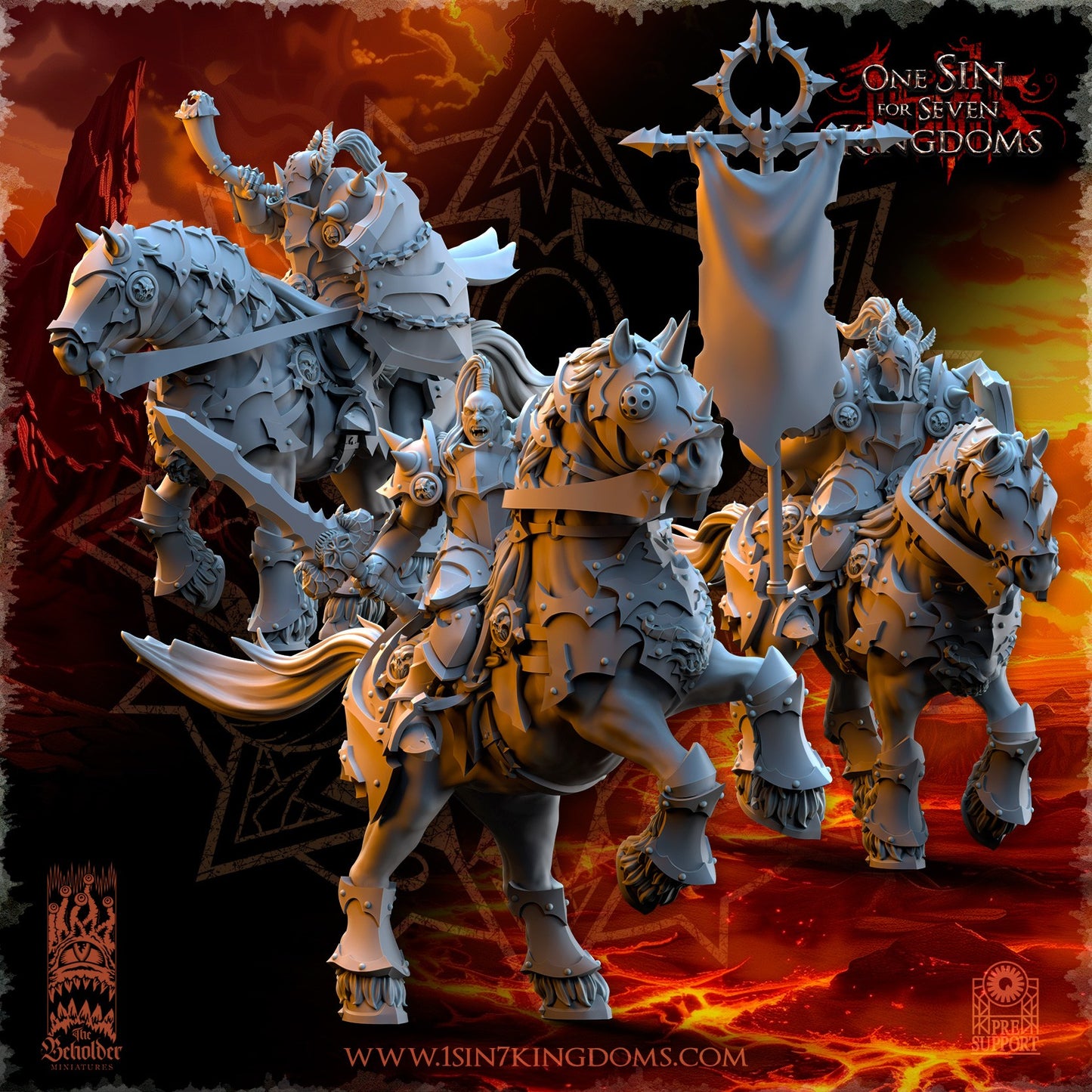 Miniatura Mando de Caballería Reinos del Caos resina 32mm sin pintar - Drakholm