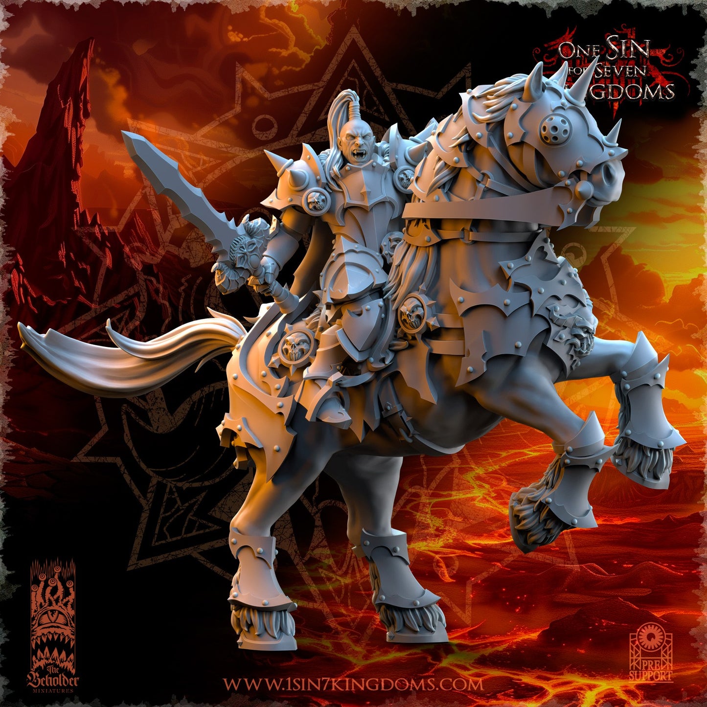 Miniatura Mando de Caballería Reinos del Caos resina 32mm sin pintar - Drakholm