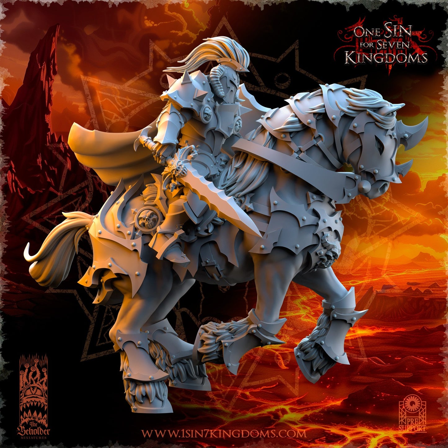 Miniatura Caballeros del Desorden Reinos del Caos resina 32mm sin pintar - Drakholm