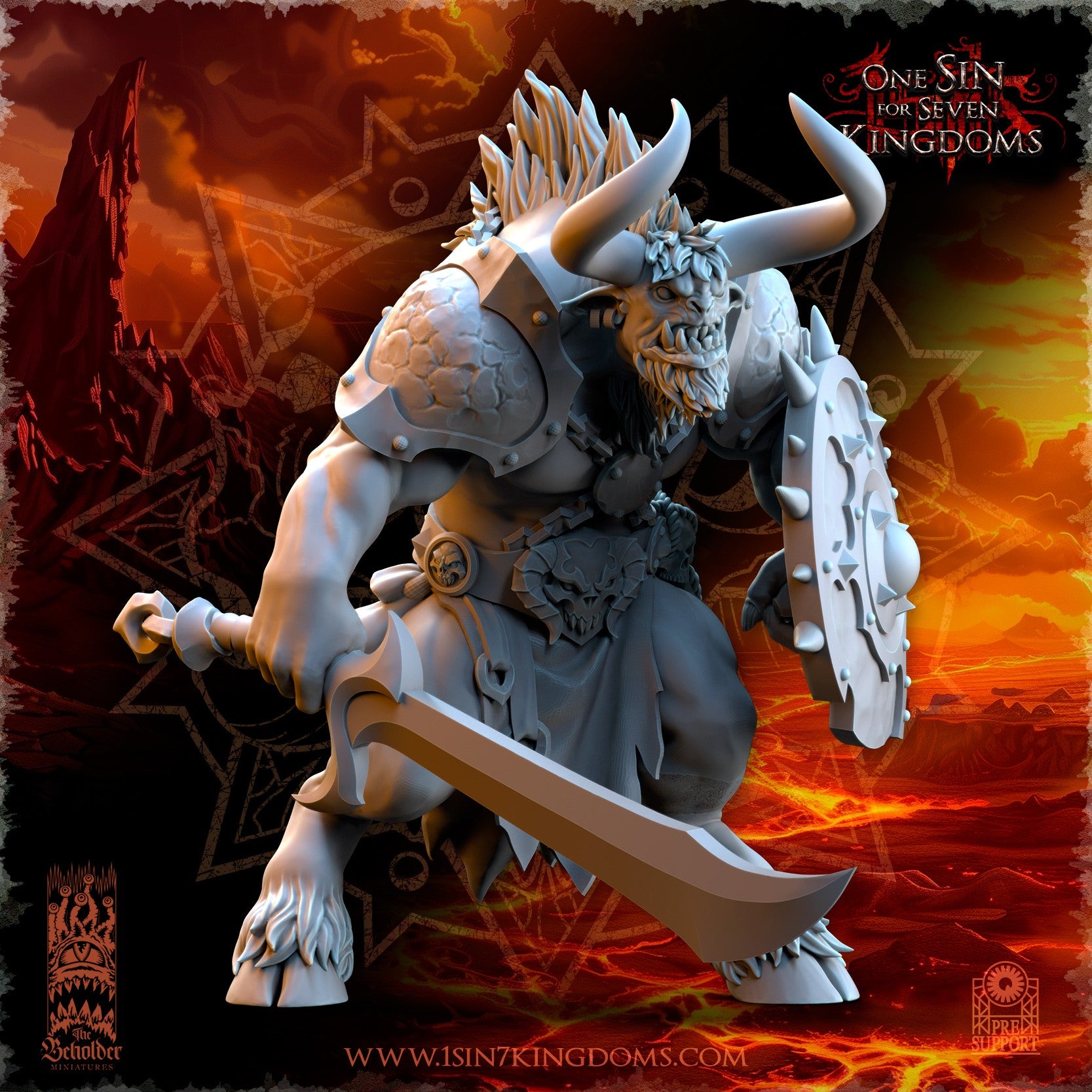 Miniatura Astados con Espada y Escudo Reinos del Caos resina 32mm sin pintar - Drakholm