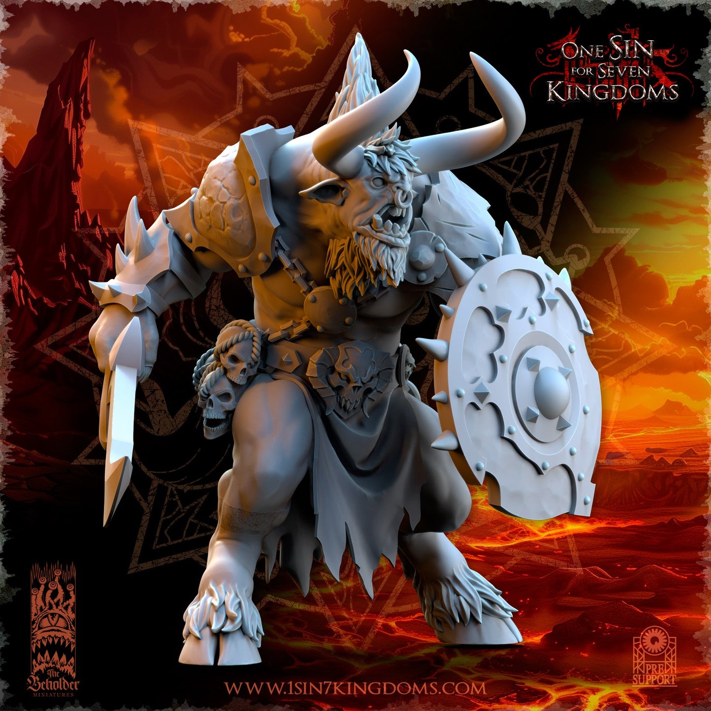 Miniatura Astados con Espada y Escudo Reinos del Caos resina 32mm sin pintar - Drakholm