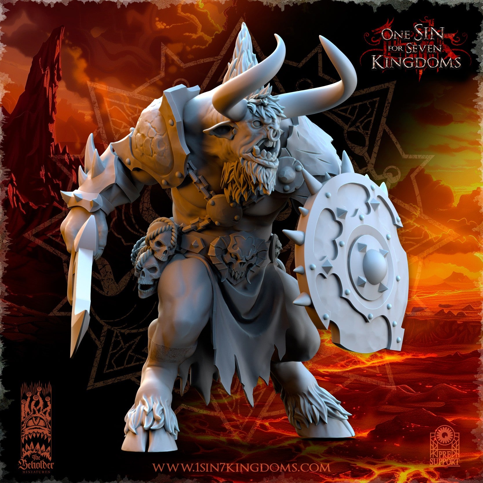 Miniatura Astados con Espada y Escudo Reinos del Caos resina 32mm sin pintar - Drakholm