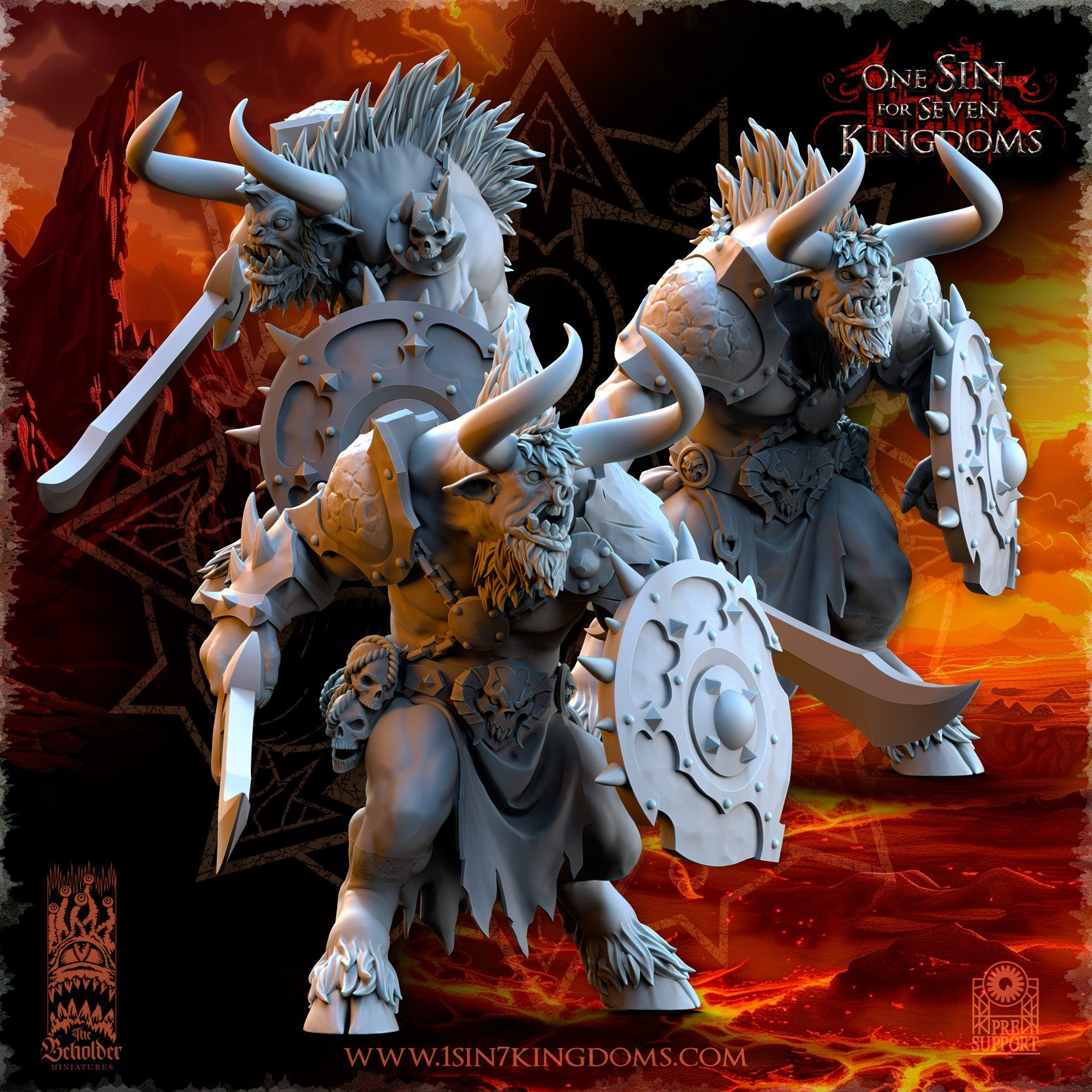 Miniatura Astados con Espada y Escudo Reinos del Caos resina 32mm sin pintar - Drakholm