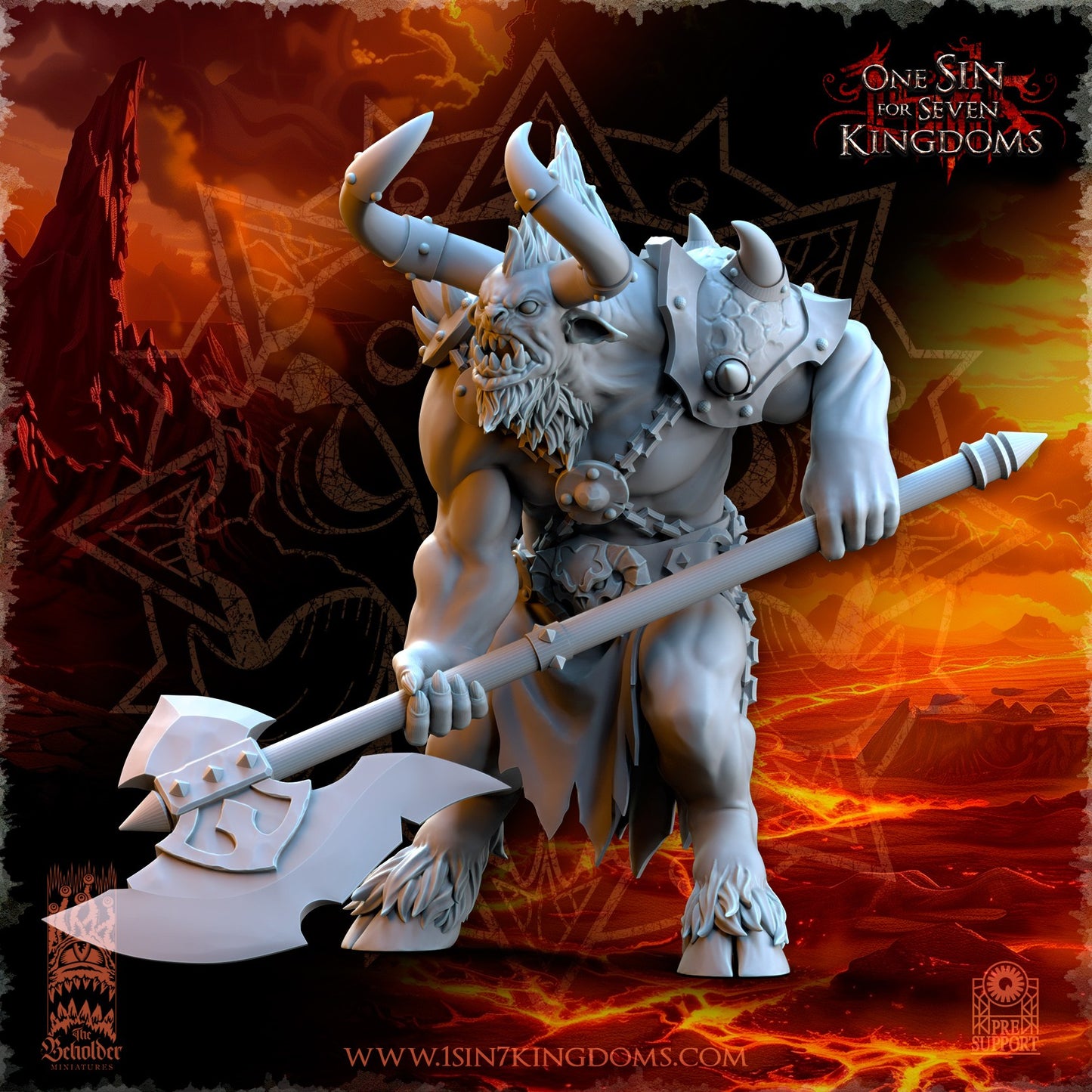 Miniatura Astados con Hacha de Dos Manos Reinos del Caos resina 32mm sin pintar - Drakholm