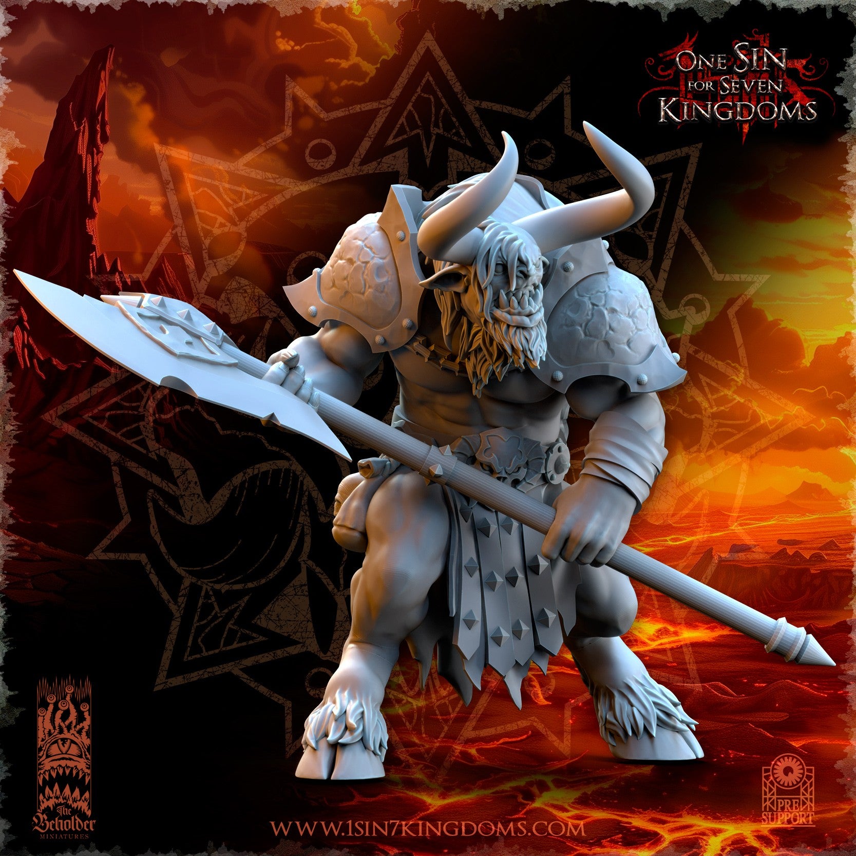 Miniatura Astados con Hacha de Dos Manos Reinos del Caos resina 32mm sin pintar - Drakholm
