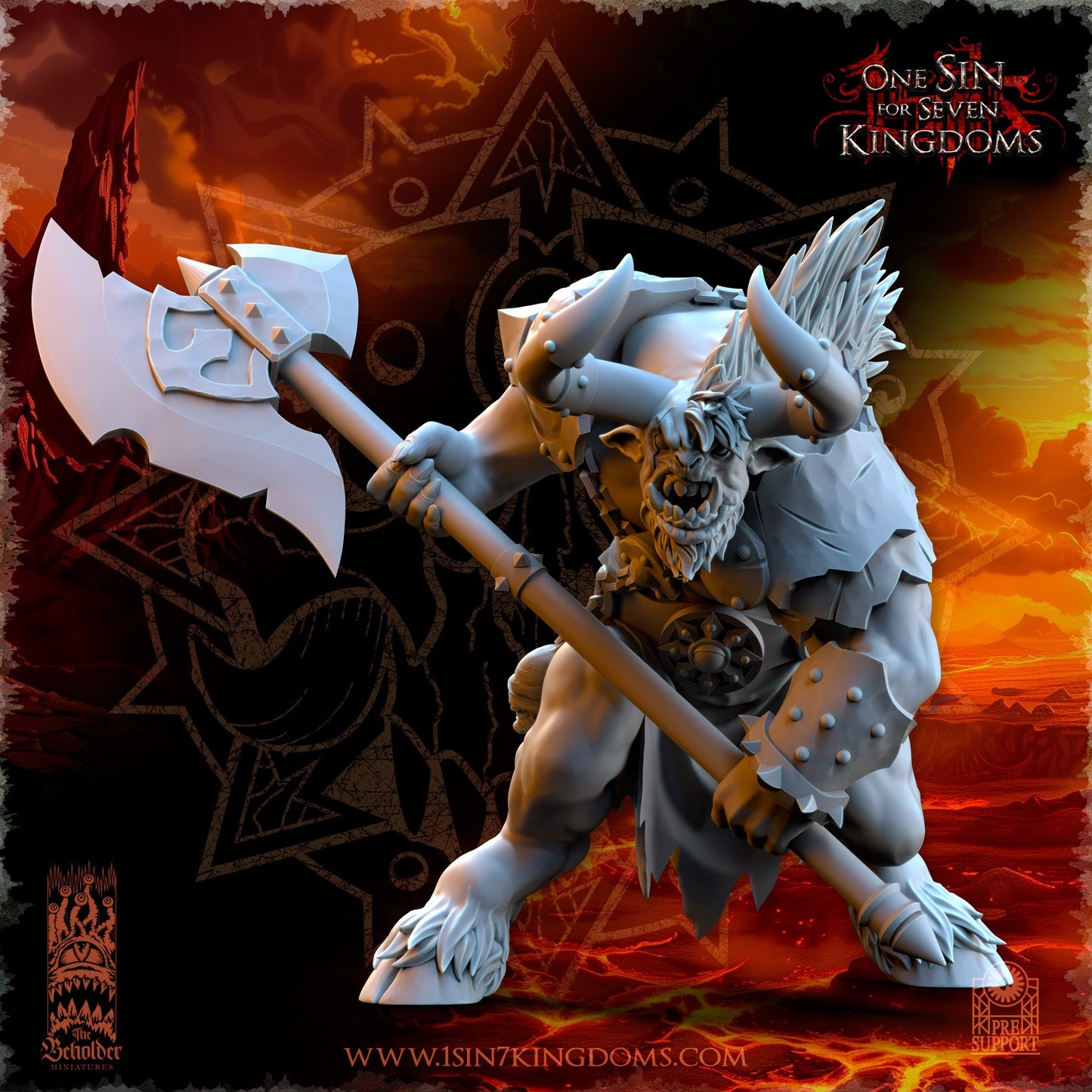Miniatura Astados con Hacha de Dos Manos Reinos del Caos resina 32mm sin pintar - Drakholm