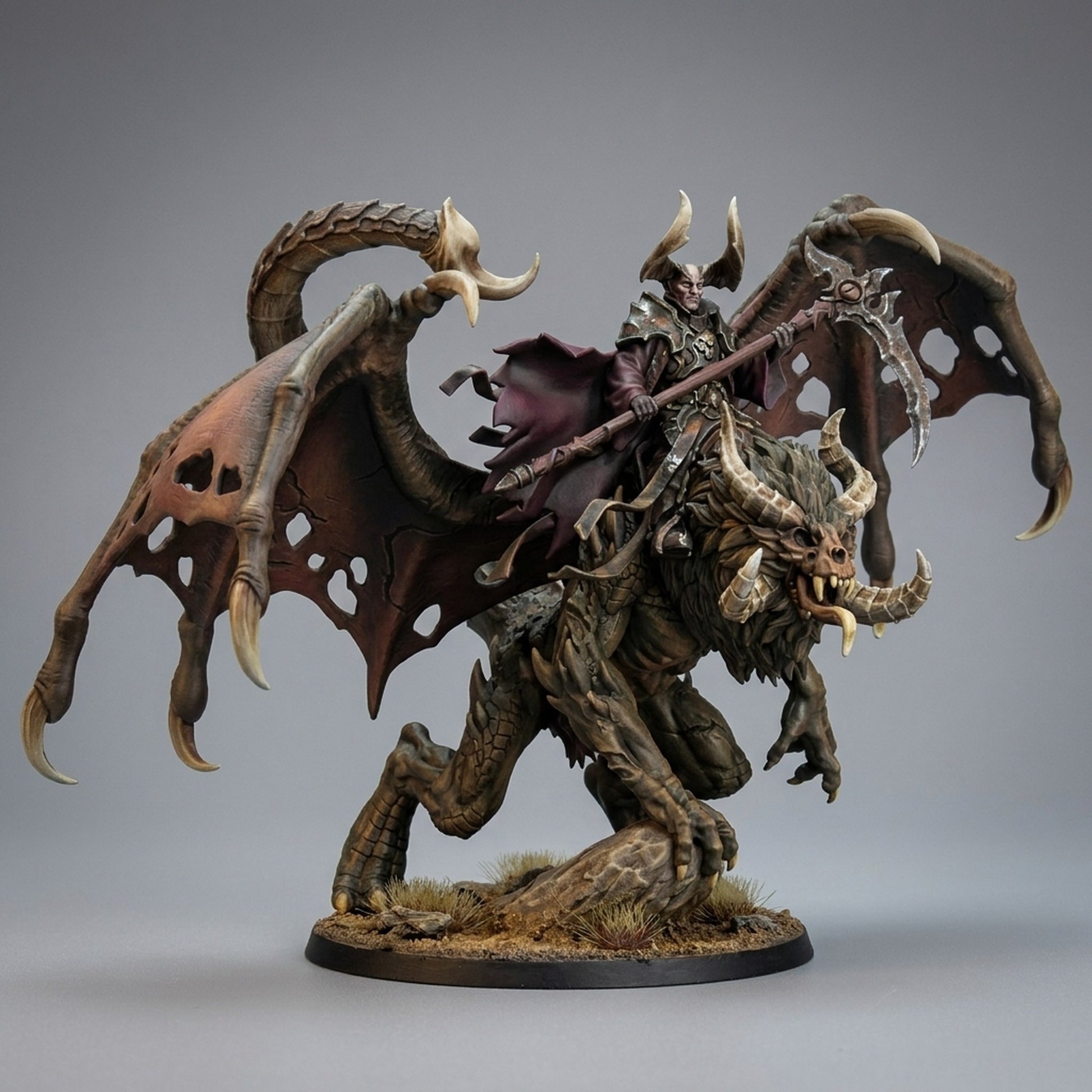 Miniatura Hechicero sobre Mantícora Muerta-Viva Reinos del Caos resina 32mm sin pintar - Drakholm