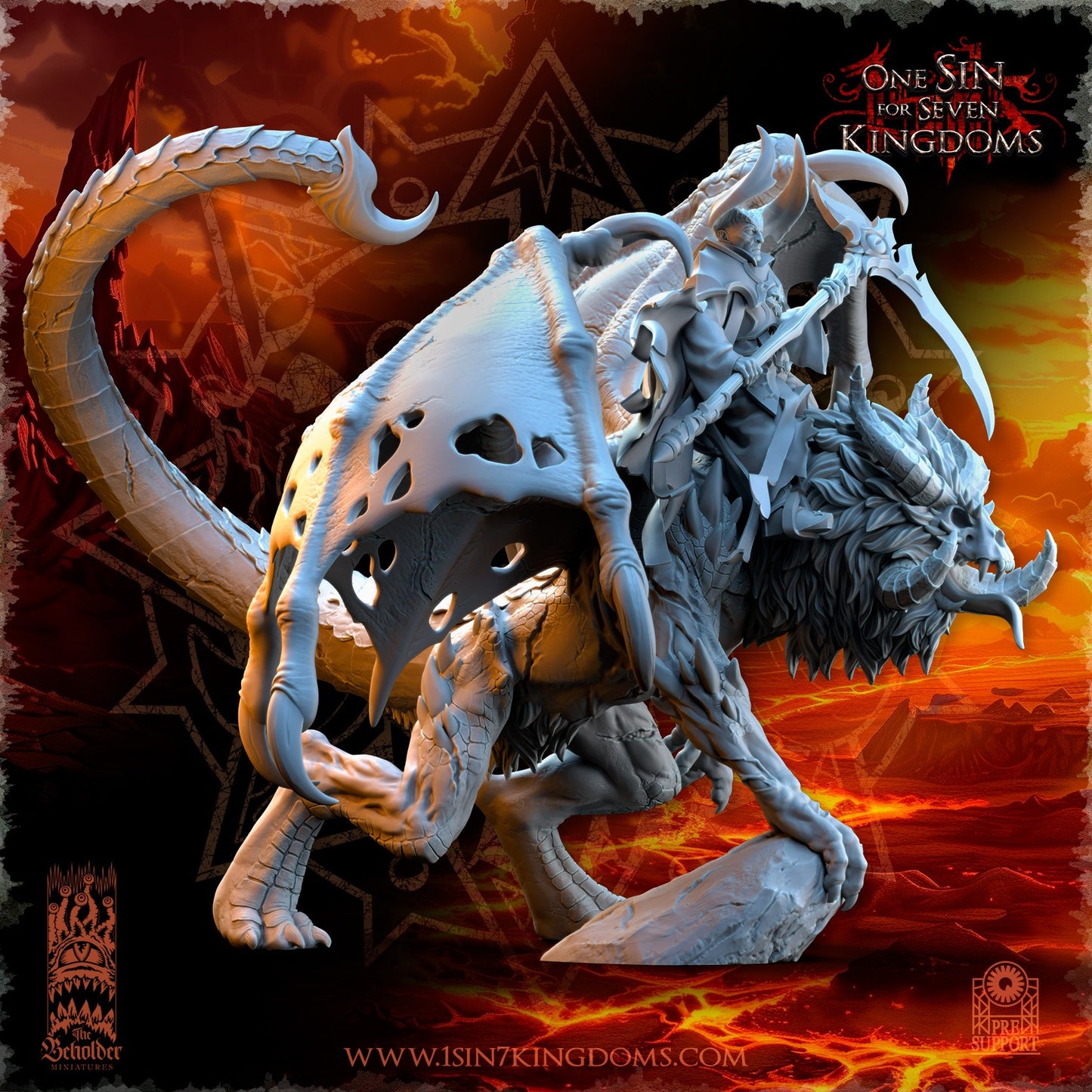 Miniatura Hechicero sobre Mantícora Muerta-Viva Reinos del Caos resina 32mm sin pintar - Drakholm