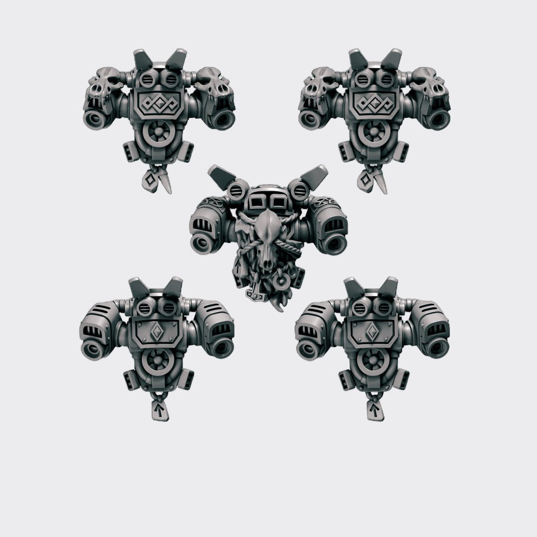 JetPack Primal Hounds A — bits de conversión sci-fi grimdark de Greytide Studio, resina 32mm sin pintar