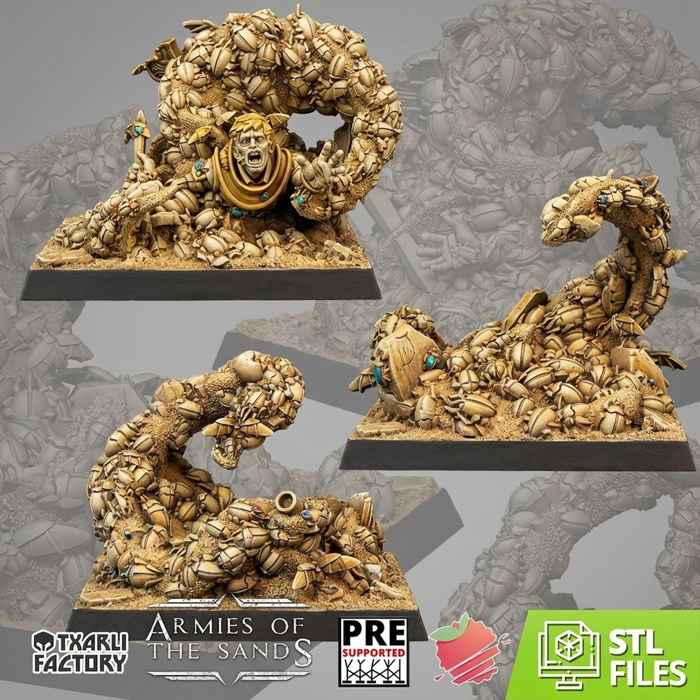 Miniatura Marea de Escarabajos de Arena Reyes Funerarios resina 32mm sin pintar - Drakholm