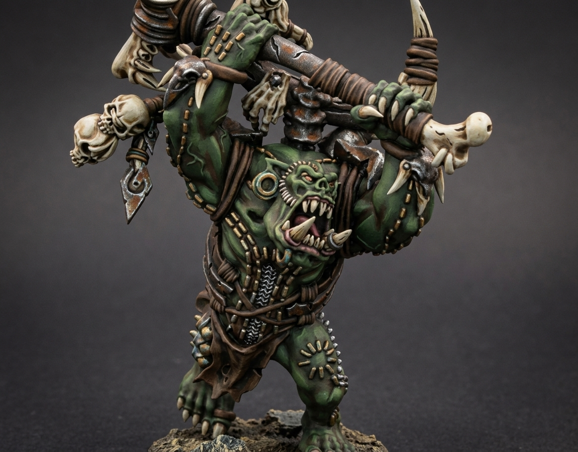 Senor Orco Salvaje con Arma Pesada · miniatura de resina 28 mm · Orcos y Goblins · Drakholm