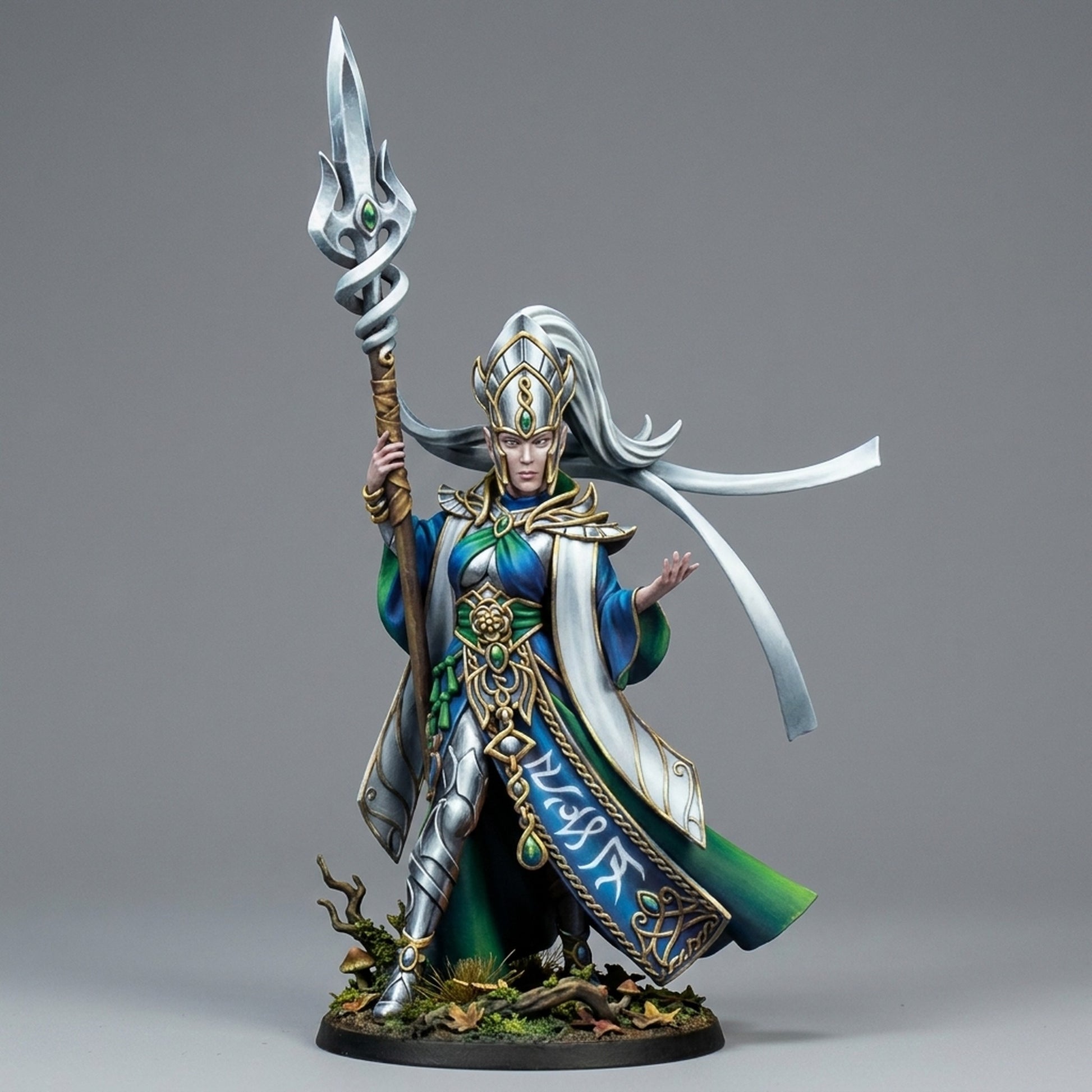 Miniatura Sephirya Reina de las Ciénagas de Plata Altos Elfos resina 32mm sin pintar - Drakholm