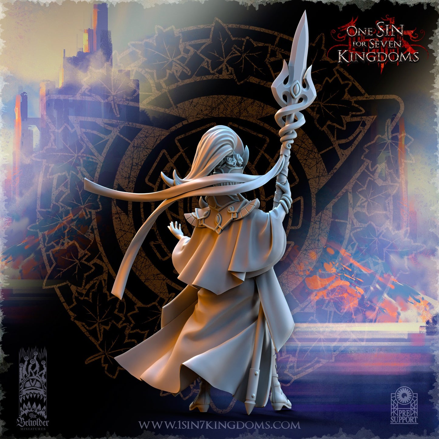 Miniatura Sephirya Reina de las Ciénagas de Plata Altos Elfos resina 32mm sin pintar - Drakholm