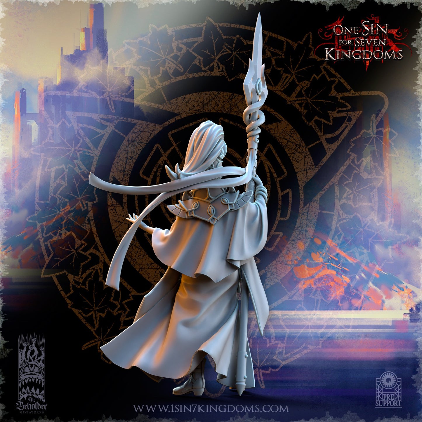 Miniatura Sephirya Reina de las Ciénagas de Plata Altos Elfos resina 32mm sin pintar - Drakholm