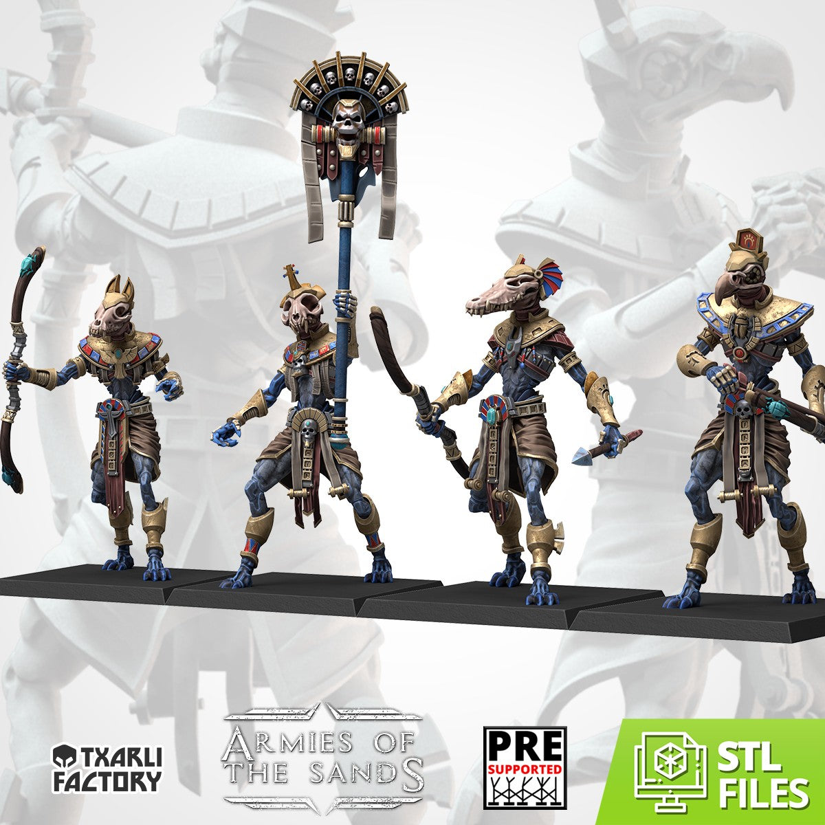 Miniatura Shabti Guardián Reyes Funerarios resina 32mm sin pintar - Drakholm
