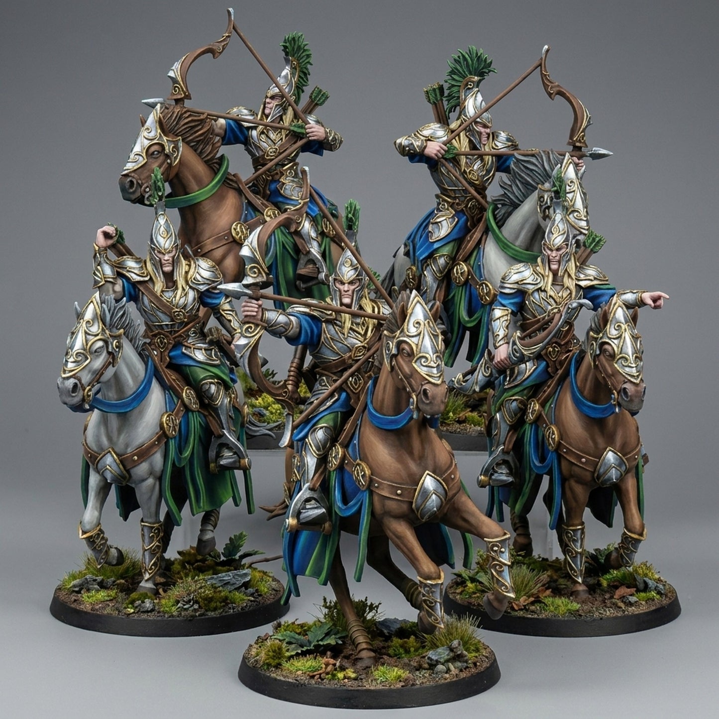 Miniatura Caballería arquera de Plataluna Altos Elfos resina 32mm sin pintar - Drakholm