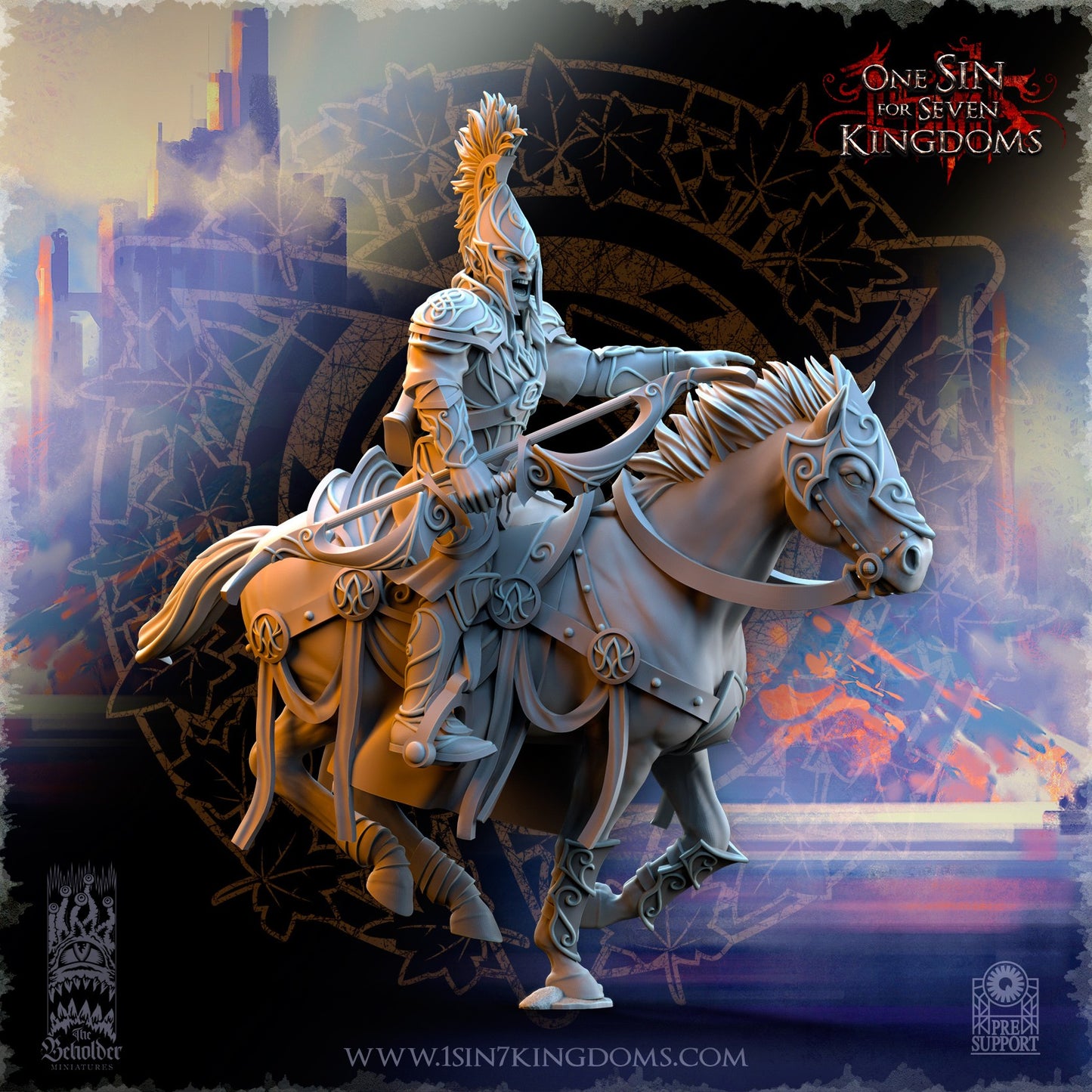 Miniatura Caballería arquera de Plataluna Altos Elfos resina 32mm sin pintar - Drakholm