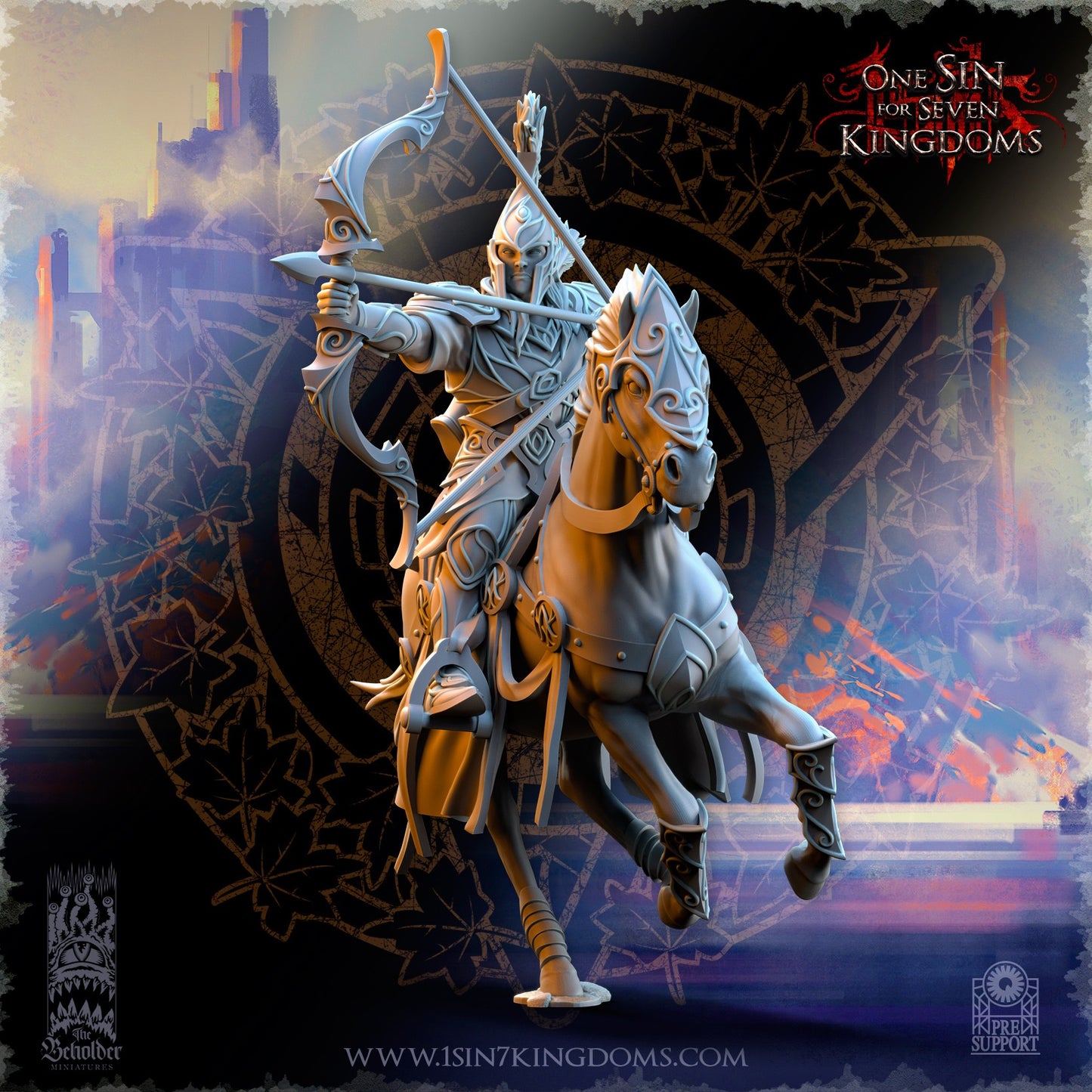 Miniatura Caballería arquera de Plataluna Altos Elfos resina 32mm sin pintar - Drakholm