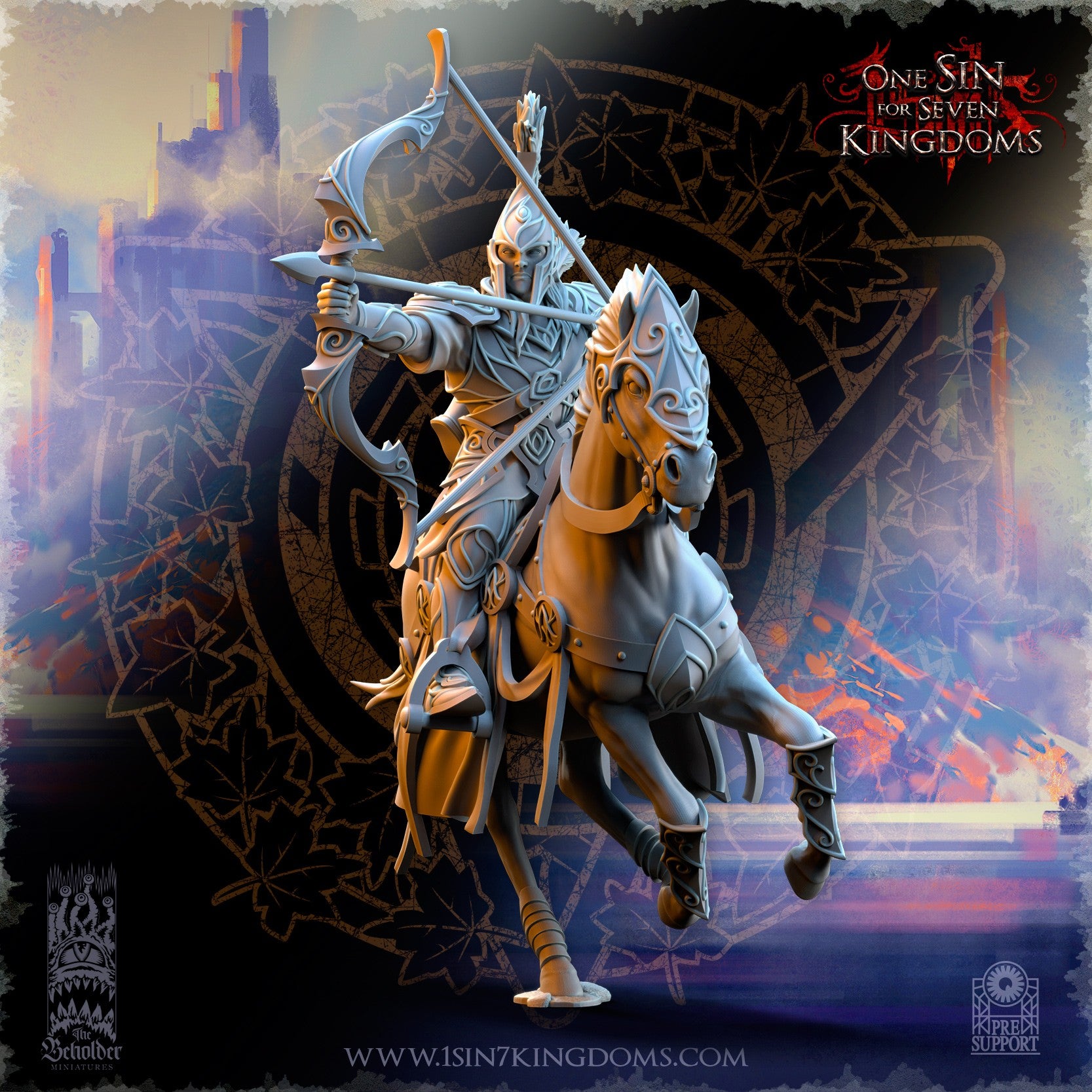 Miniatura Caballería arquera de Plataluna Altos Elfos resina 32mm sin pintar - Drakholm
