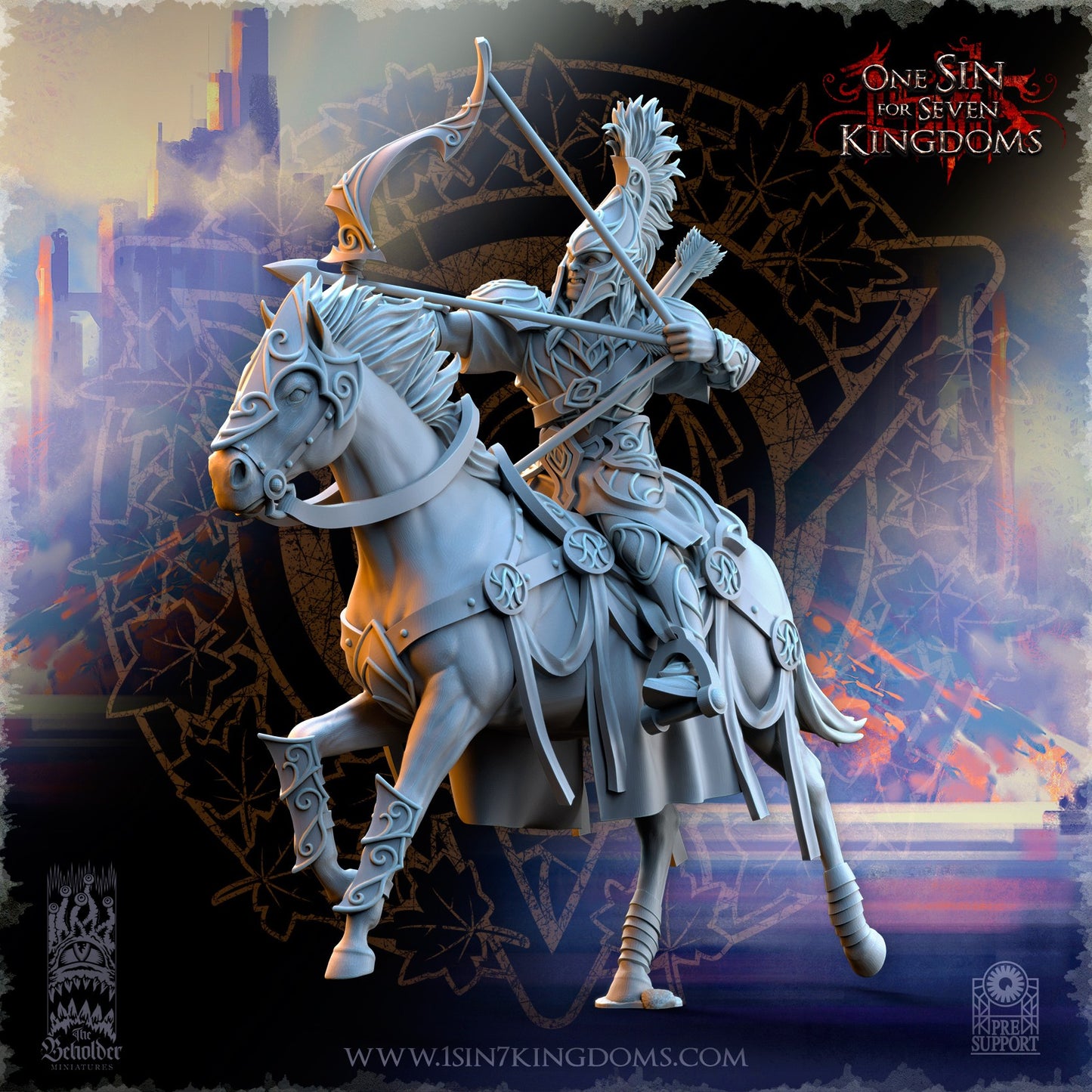 Miniatura Caballería arquera de Plataluna Altos Elfos resina 32mm sin pintar - Drakholm