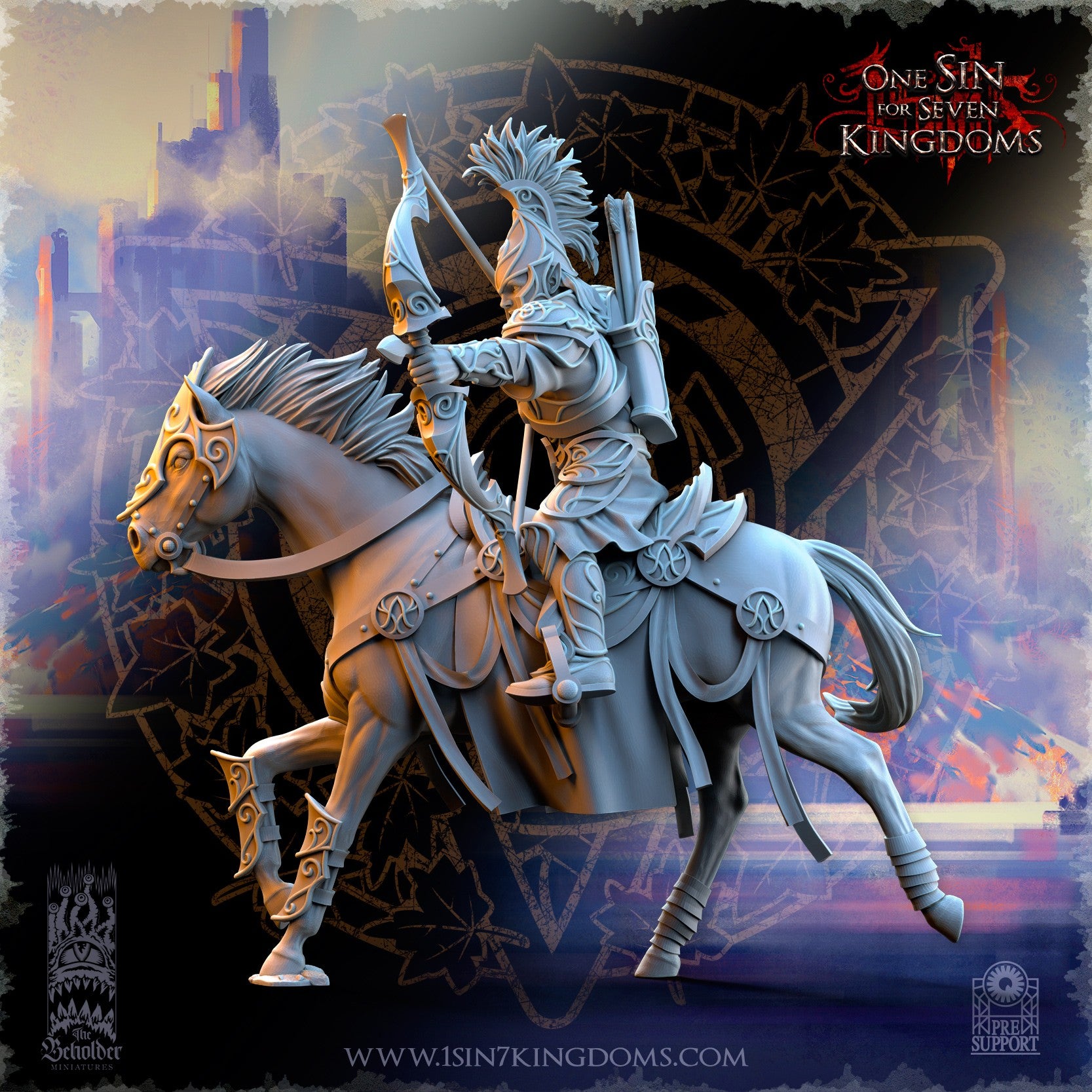 Miniatura Caballería arquera de Plataluna Altos Elfos resina 32mm sin pintar - Drakholm