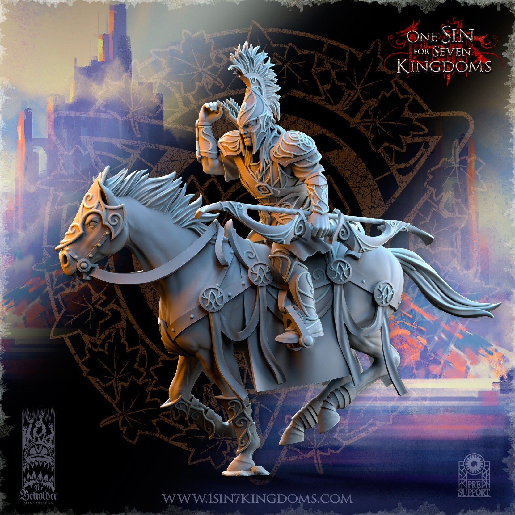 Miniatura Caballería arquera de Plataluna Altos Elfos resina 32mm sin pintar - Drakholm