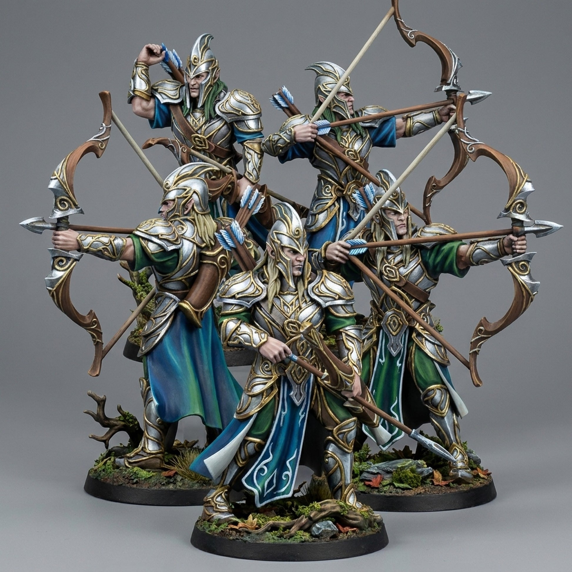 Miniatura Arqueros de Plataluna Altos Elfos resina 32mm sin pintar - Drakholm