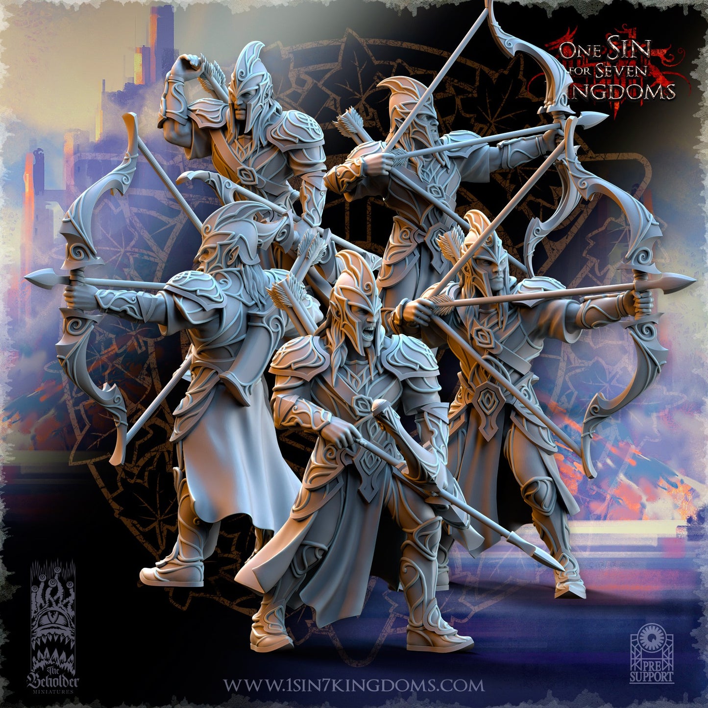 Miniatura Arqueros de Plataluna Altos Elfos resina 32mm sin pintar - Drakholm