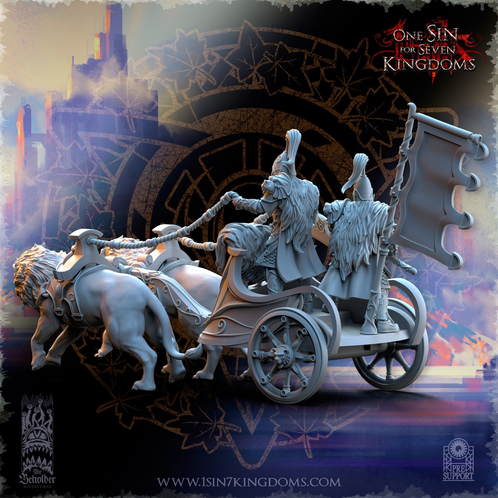 Miniatura Carro de los guardianes del oso Altos Elfos resina 32mm sin pintar - Drakholm