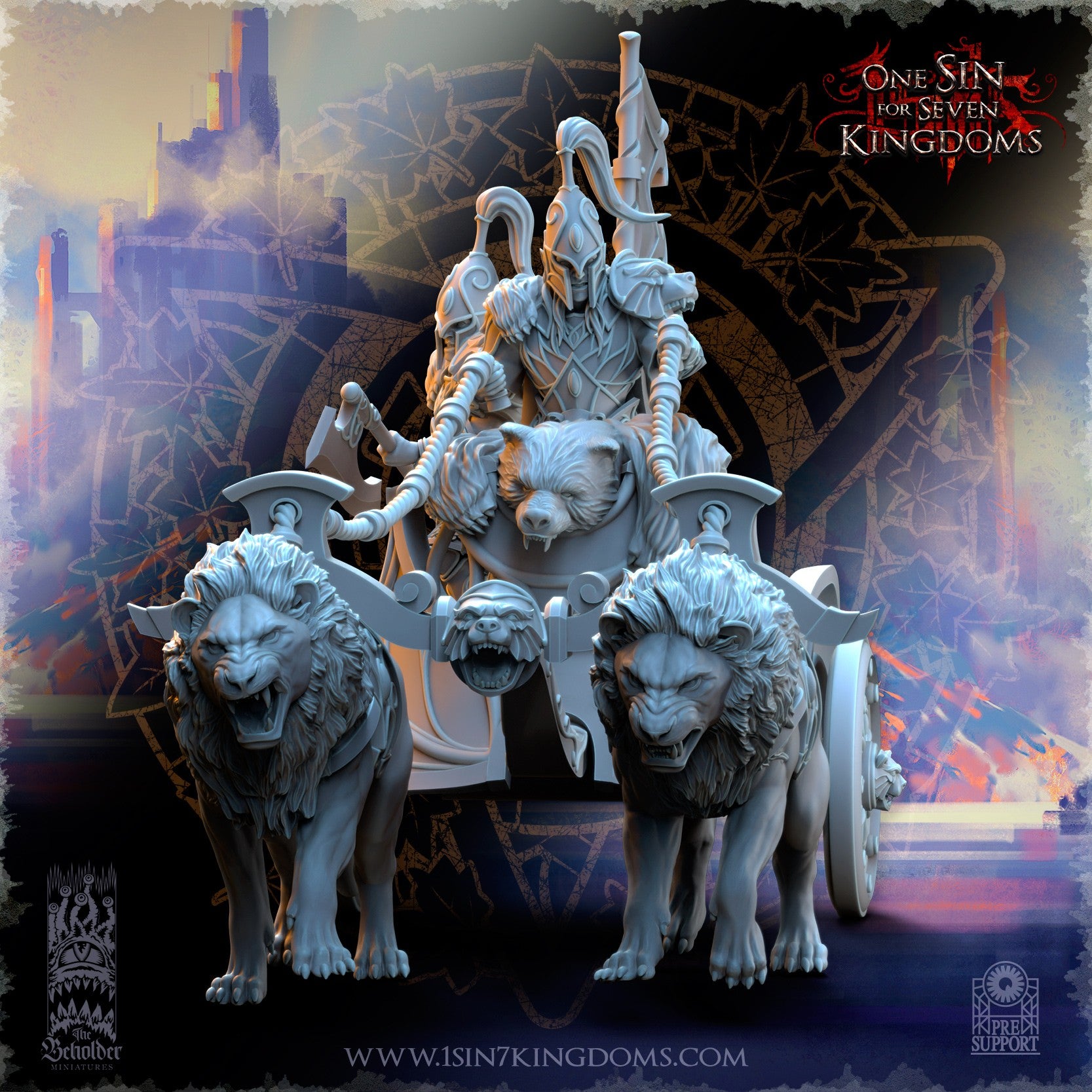 Miniatura Carro de los guardianes del oso Altos Elfos resina 32mm sin pintar - Drakholm