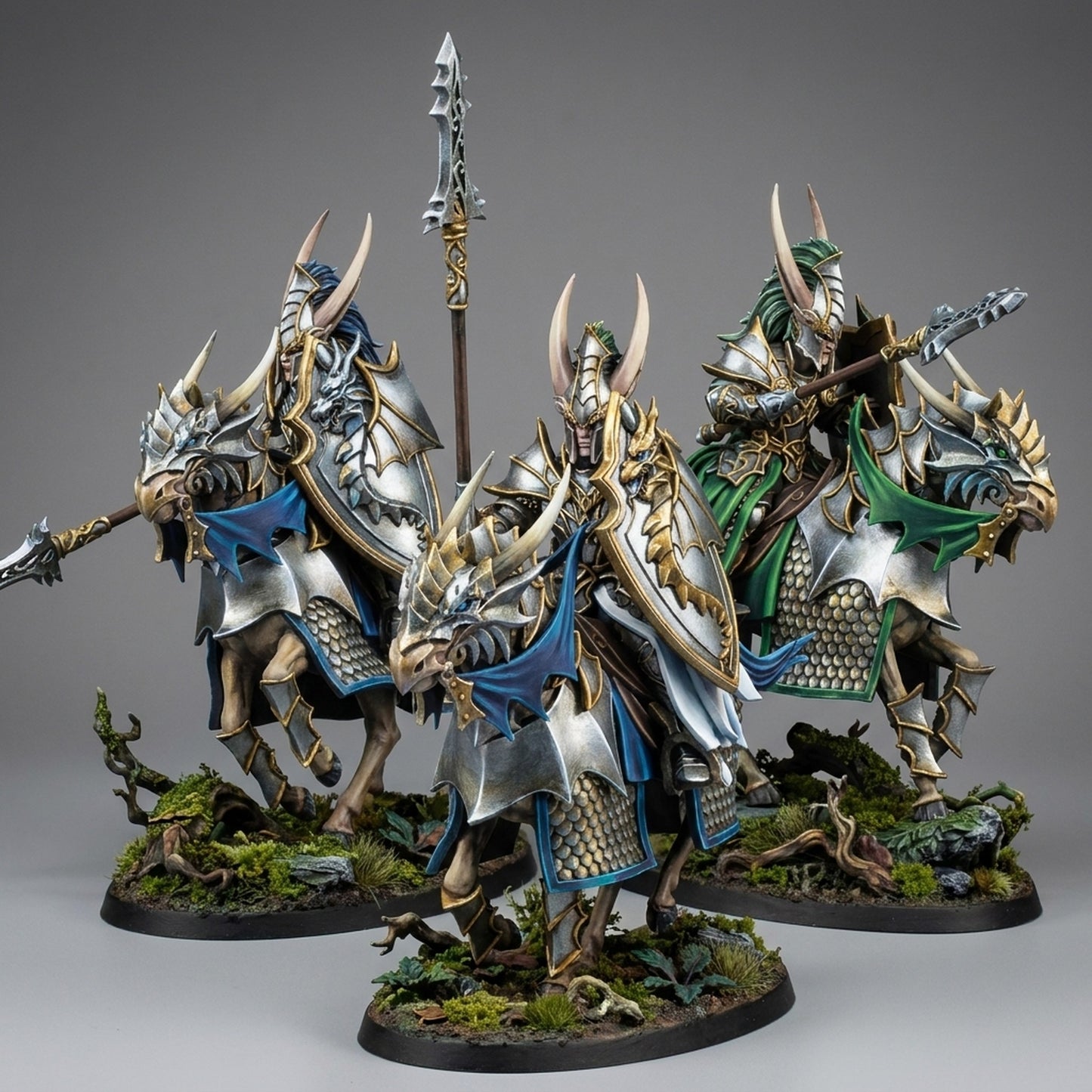 Miniatura Caballeros nacidos del dragón Altos Elfos resina 32mm sin pintar - Drakholm