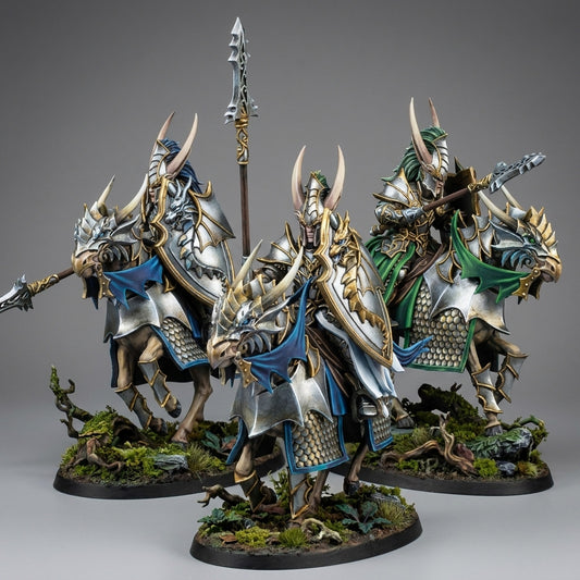 Miniatura Caballeros nacidos del dragón Altos Elfos resina 32mm sin pintar - Drakholm