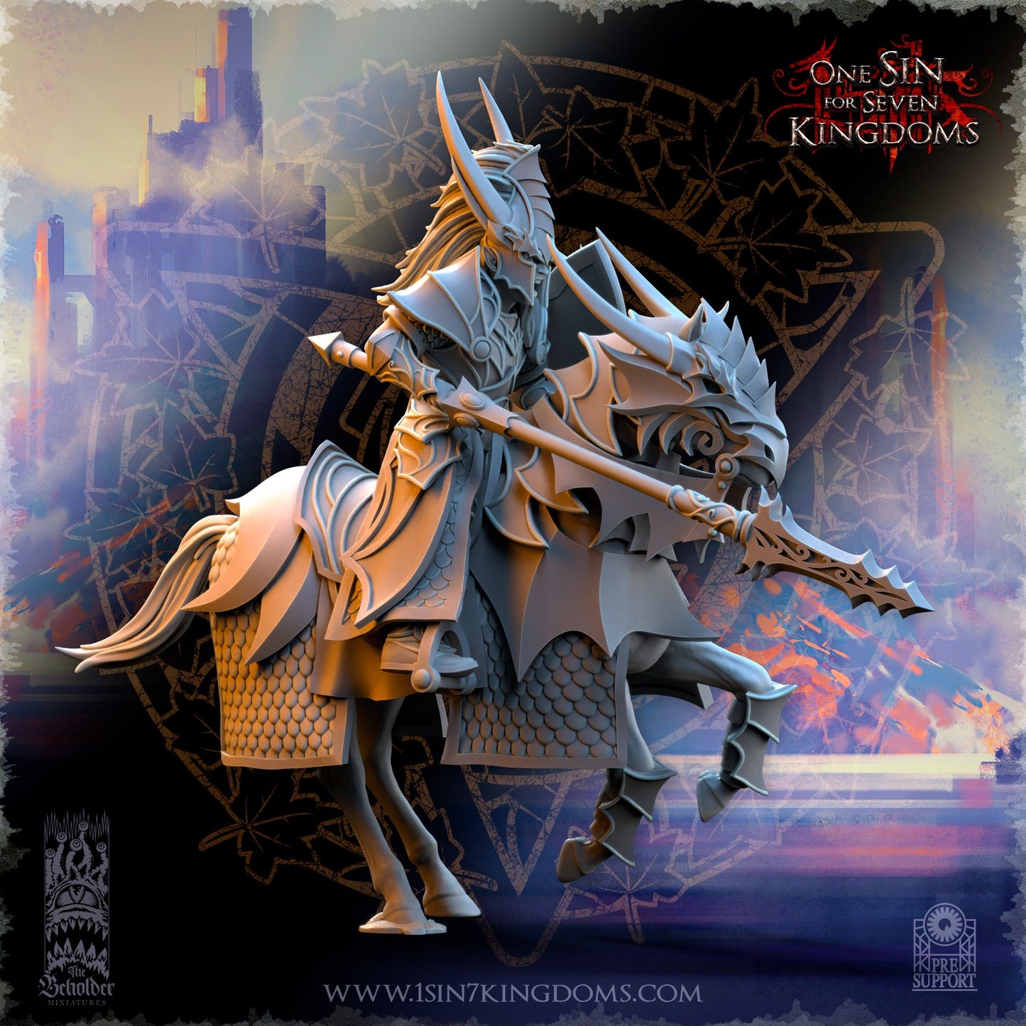 Miniatura Caballeros nacidos del dragón Altos Elfos resina 32mm sin pintar - Drakholm