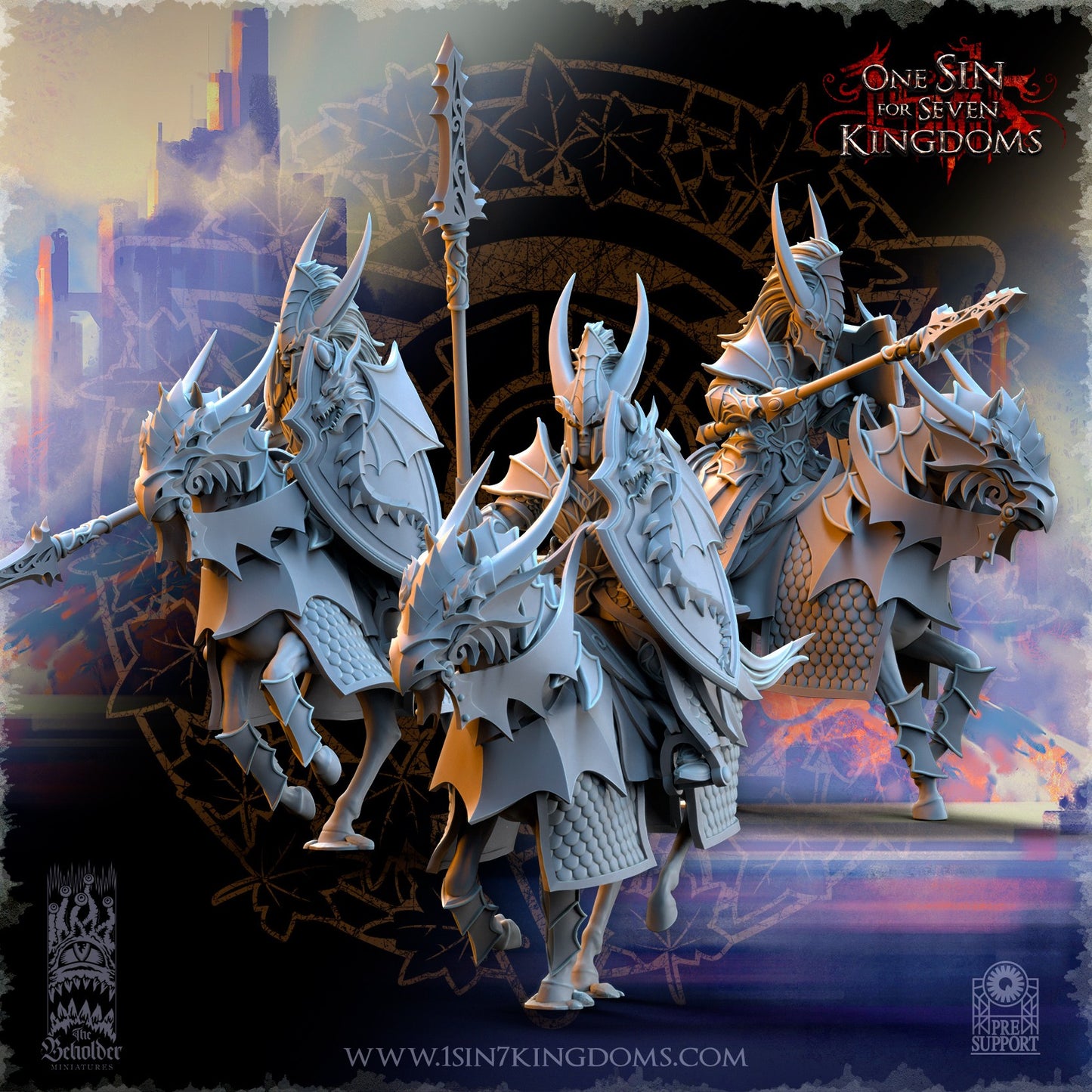 Miniatura Caballeros nacidos del dragón Altos Elfos resina 32mm sin pintar - Drakholm