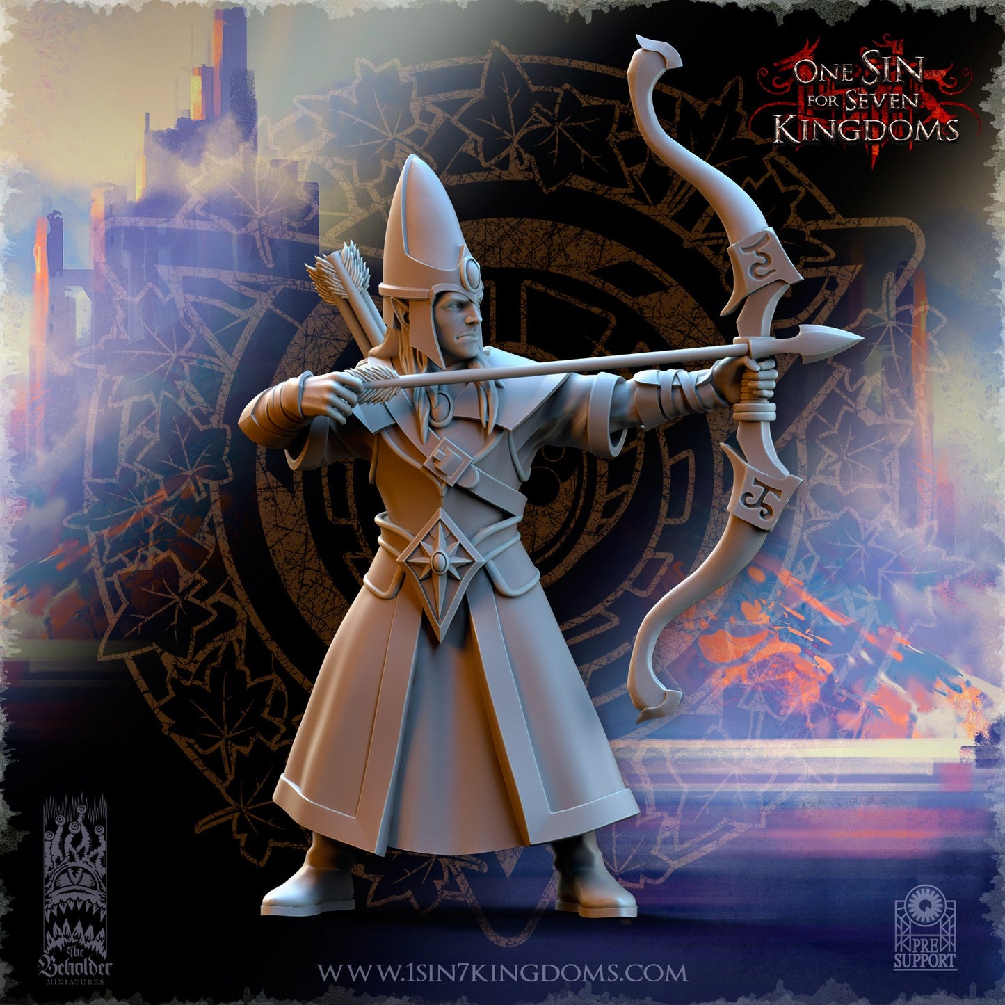 Miniatura Arqueros del reino Altos Elfos resina 32mm sin pintar - Drakholm